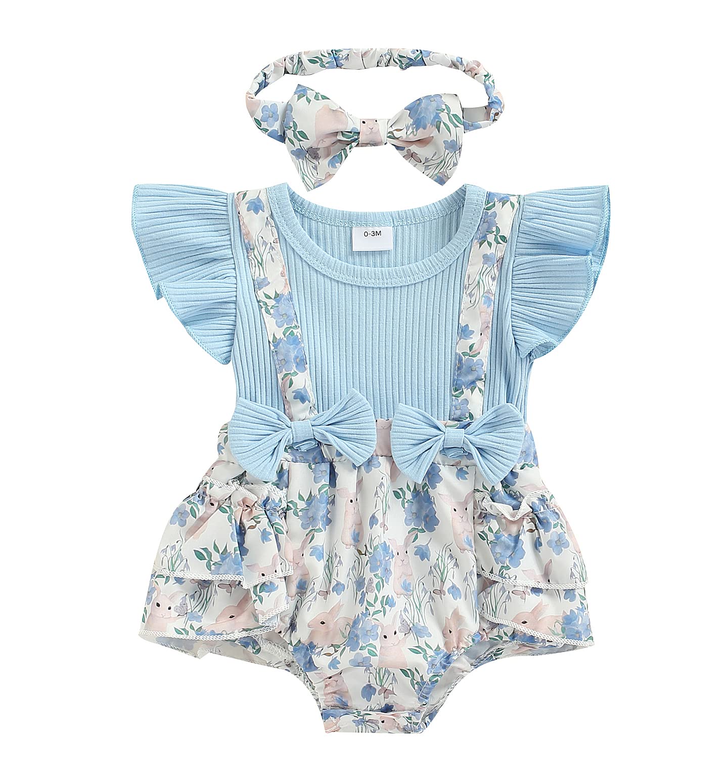 MERSARIPHY Newborn Baby Girl Summer Outfit - Soft Cotton Linen Romper with Floral Print & Matching Headband - Cute Infant Bodysuit for 0-3 Months - Perfect for Photoshoots, Playdates & Summer Outings