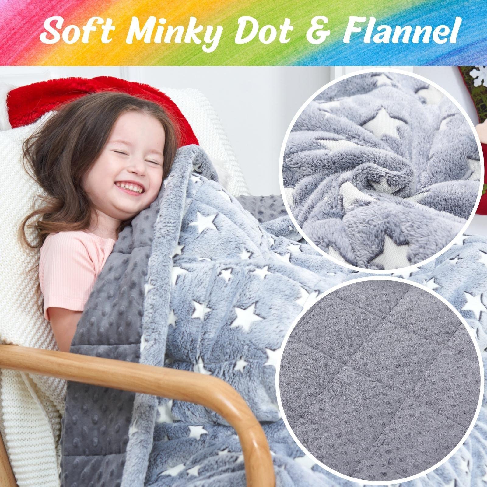7lb Weighted Blanked for Adults - Soft Flannel & Fleece Twin Size 41x60 Inches - Anxiety Relief & Better Sleep - Cozy Plush Throw for Bed, Couch & Winter Nights