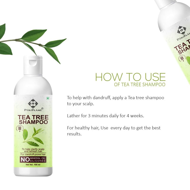 Tea Tree Oil Shampoo for Dandruff Control & Scalp Health - 100ml Vegan, Cruelty-Free & Paraben-Free Hair Care - Perfect for Dry, Itchy Scalp & Daily Hair Cleansing