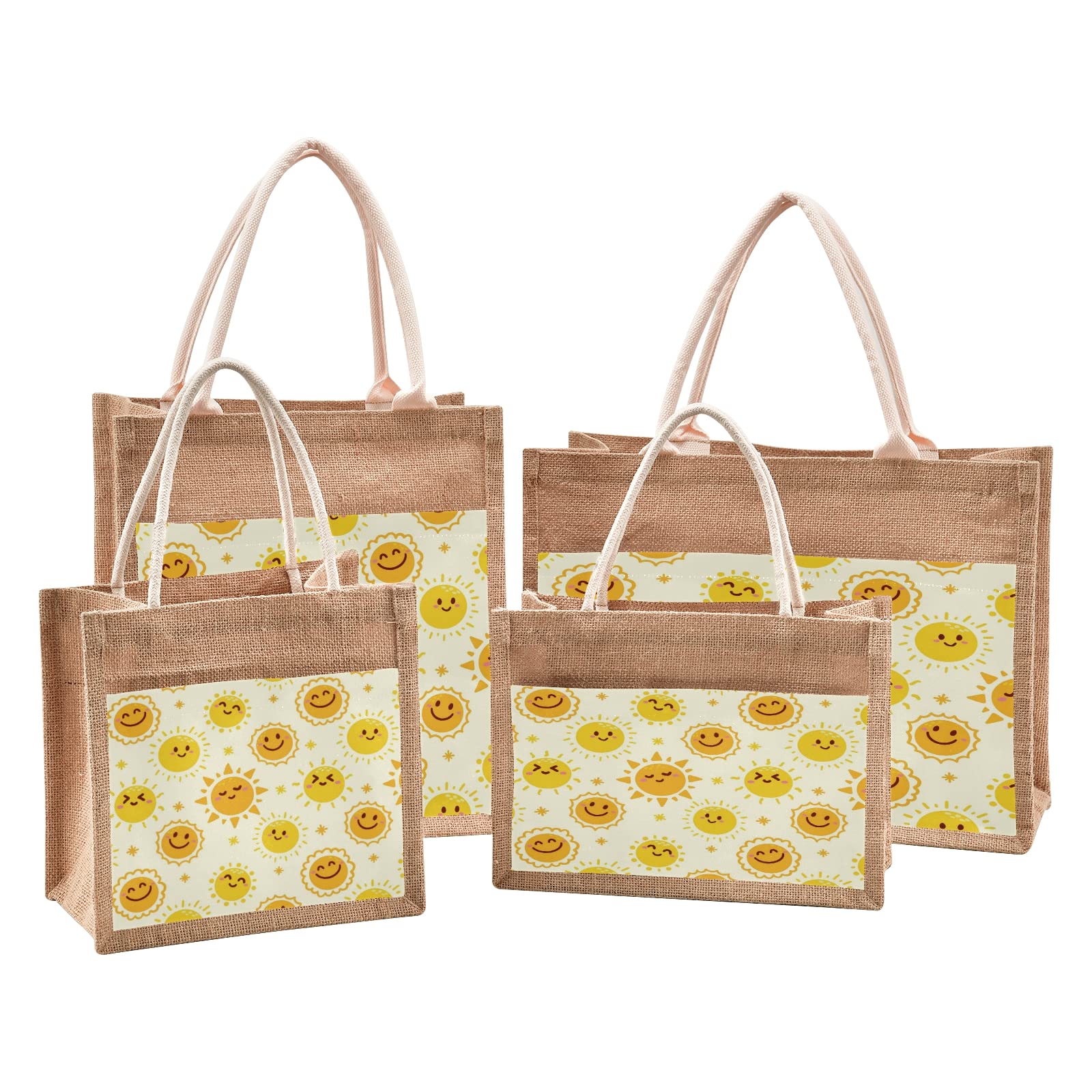 Eco-Friendly Handmade Jute Tote Bag for Women - Natural Sun Design Reusable Grocery Shopping Bag with Sturdy Handles | Perfect for Beach, Travel, Wedding & Everyday Use