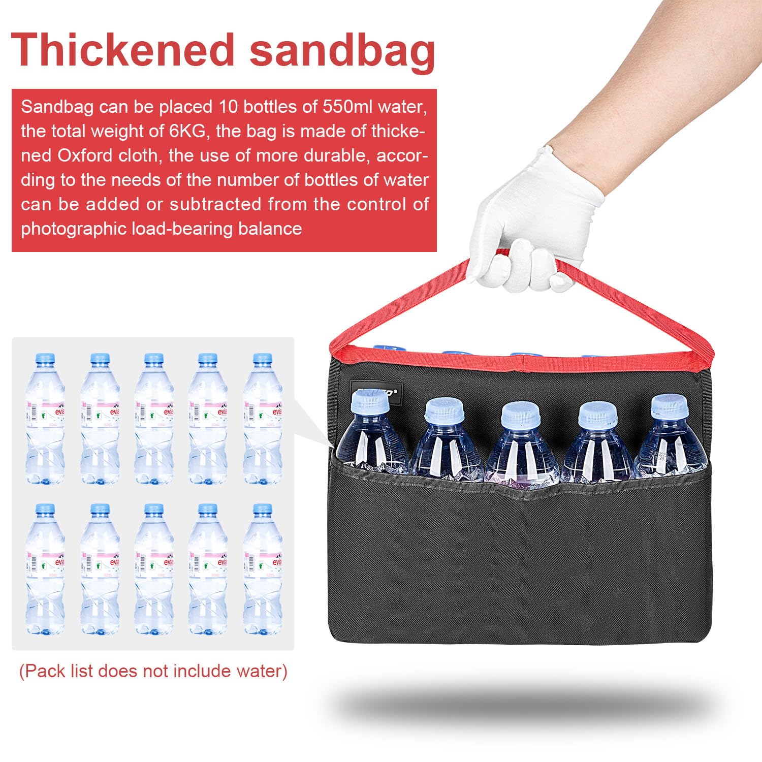 Heavy-Duty Multi-Pocket Weight Bag - Adjustable Counterweight for Photography Light Stands, Tripods, Studio Lights & Microphones - Perfect for Professional Photo Shoots, Video Production & Home Studios