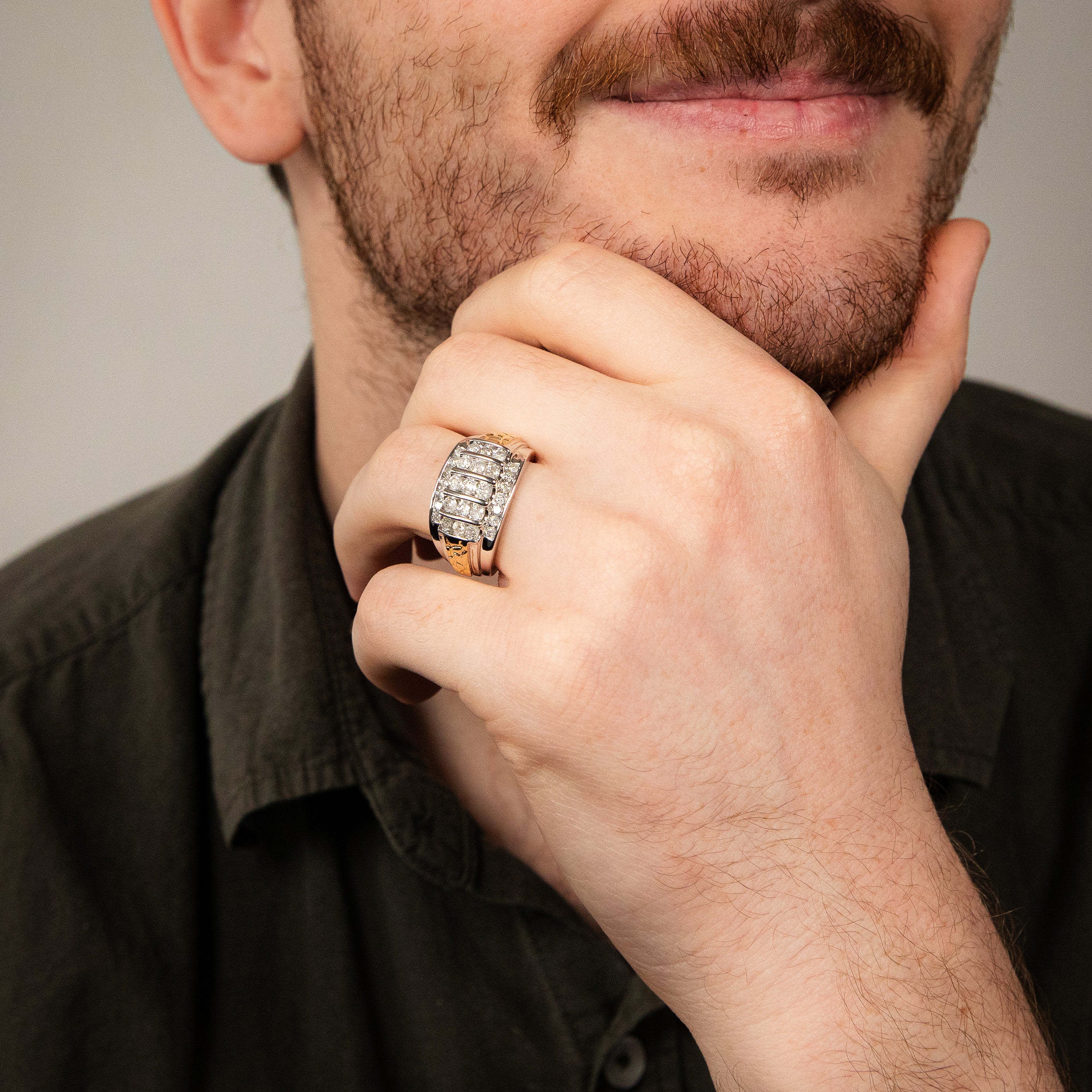1.5 Carat Diamond Men's Ring in 10K Yellow & White Gold - Perfect for Weddings, Anniversaries & Special Occasions