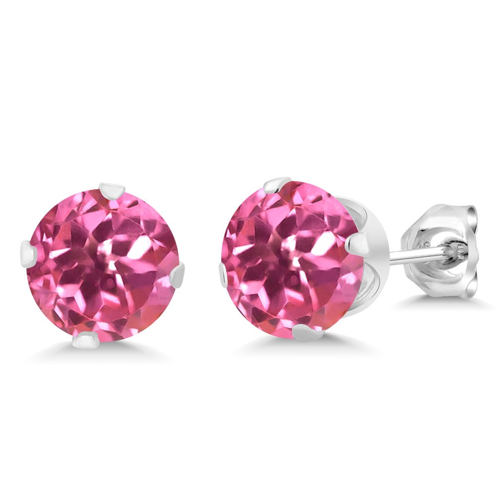 3.10 Ct Round 7.00MM Pink Mystic Topaz 925 Sterling Silver Stud Earrings for Women & Men | Gem Stone King | Elegant Jewelry for Parties, Weddings & Everyday Wear