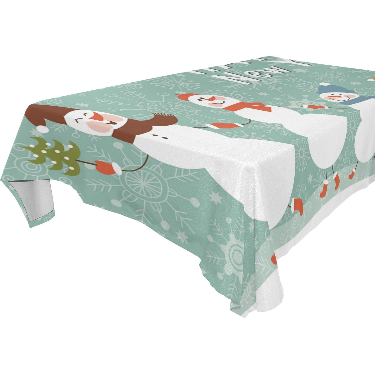 Christmas Snowman Tablecloth Set of 3 - 60x120 Inch Rectangle Polyester Table Cover, Washable & Wrinkle-Free Waterproof Table Protector for Holiday Dining, Kitchen Decor & Party Celebrations