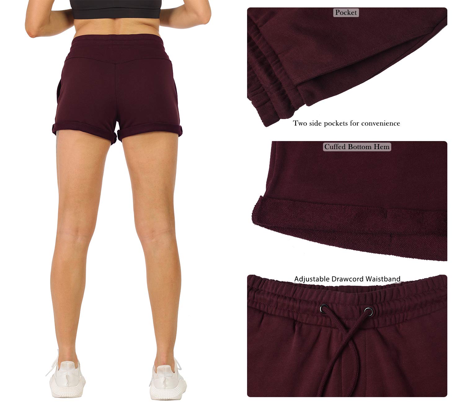 Icyzone Women's Workout Lounge Shorts - Athletic Running Jogging Cotton Sweat Shorts for Yoga, Gym & Casual Wear