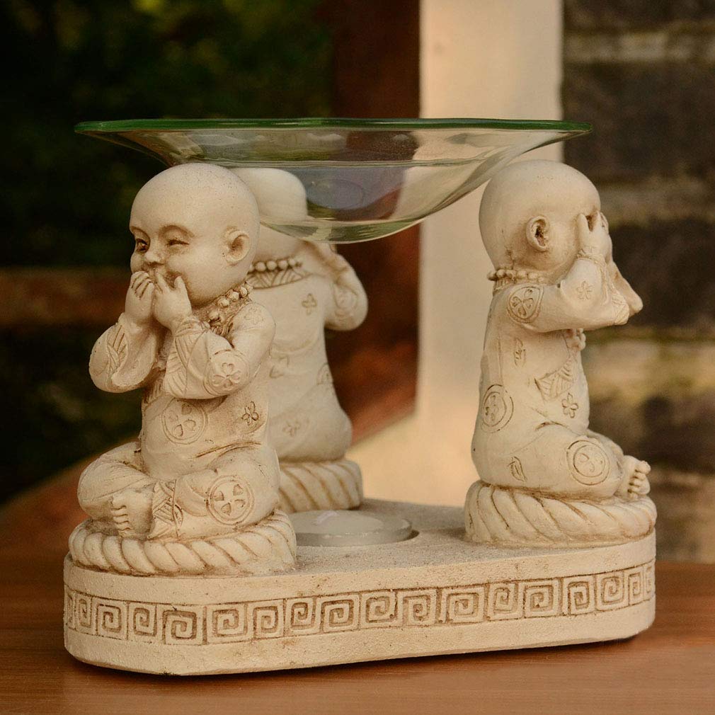 Aromatherapy Essential Oil Burner with Tea Light Candle Holder - Home Office Buddha Hall Decor, Resin Aroma Diffuser for Relaxation & Meditation - Perfect Gift for Yoga Spa & Wellness Spaces