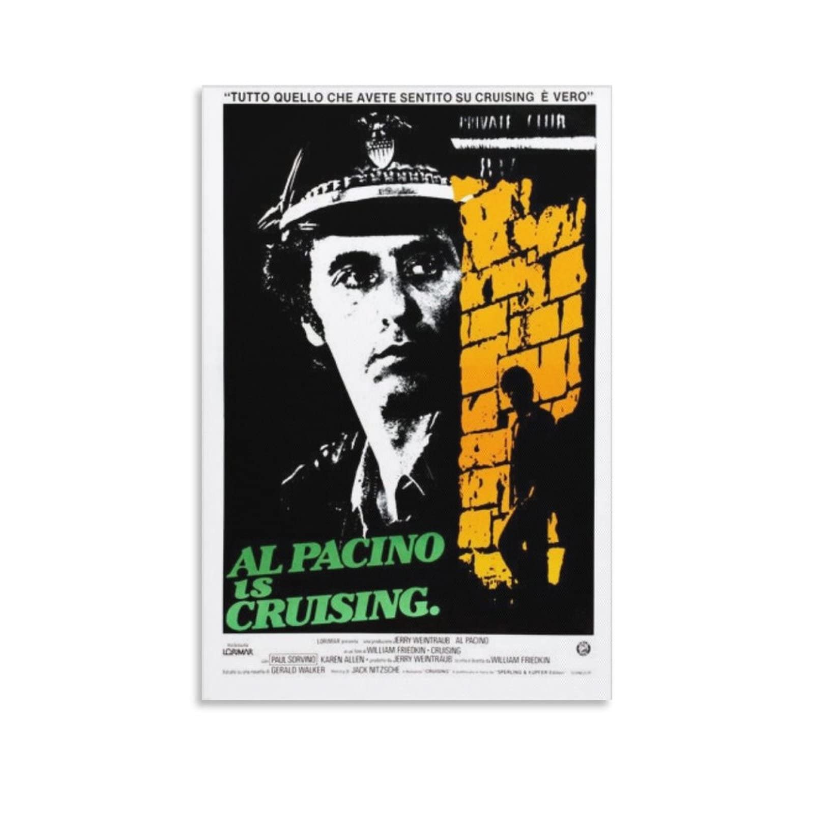 Al Pacino Movie Poster - Cruising Film Art Print - Vintage NYC Gay Bar Scene - Canvas Wall Art for Living Room & Bedroom - 12x18 inches (30x45cm) - Perfect for Film Buffs & Home Decor
