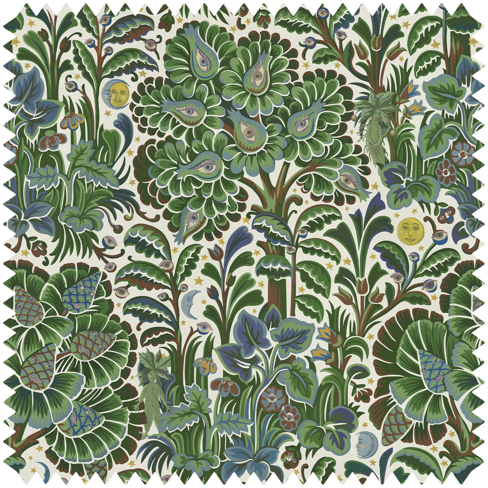 MOON GARDEN Organic Cotton Linen Blend Fabric - Natural Green Color - Perfect for DIY Crafts, Home Decor & Fashion Sewing Projects