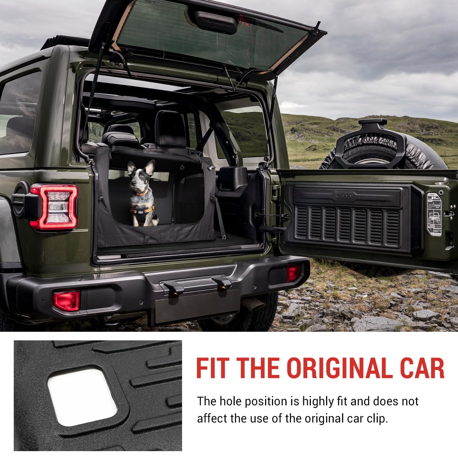 2023-2024 Jeep Wrangler JL Unlimited 4X4 Trunk Mat - Heavy Duty TPE Cargo Liner with Subwoofer Cutout | Waterproof Floor Protection for 4-Door Models (2018-2024) | Perfect for Off-Roading, Camping & Daily Use (Excludes 4XE Models)