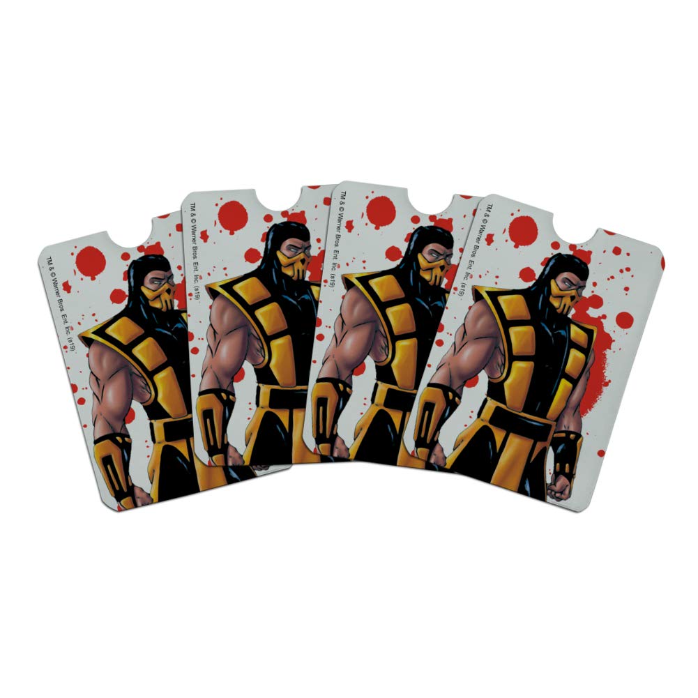 Mortal Kombat Scorpion Character RFID Blocking Credit Card Holder - Set of 4 Wallet Protectors for Contactless Security | Perfect for Gaming Fans, Travel & Everyday Use