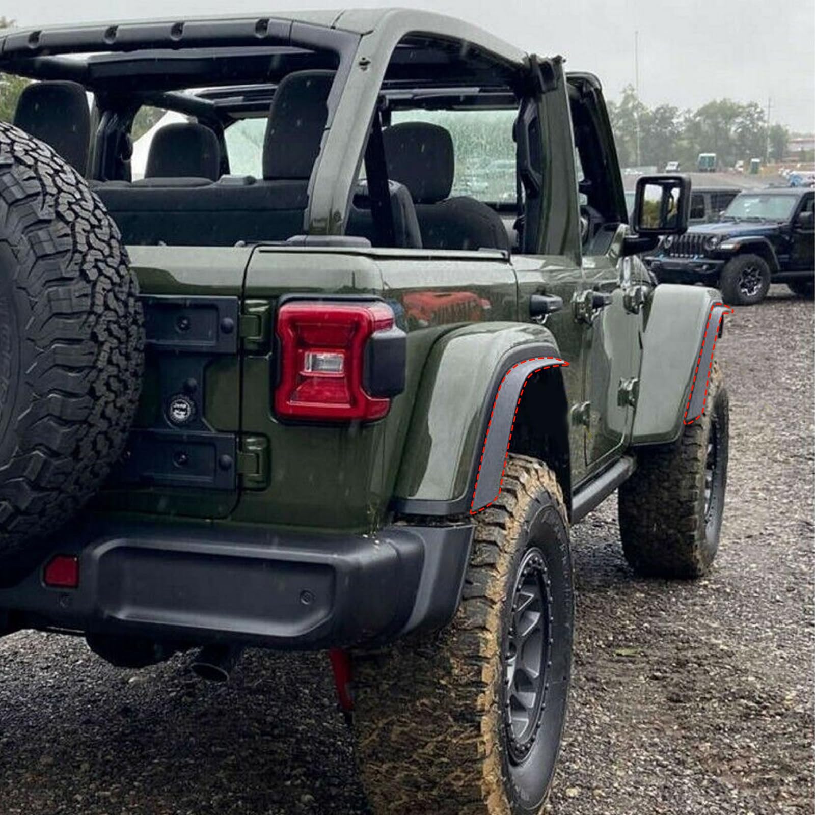 2018-2024 Jeep Wrangler JL JLU Unlimited Rubicon Front & Rear Fender Flares Extensions Set - High Clearance Wheel Fender Liner for 2/4 Doors | Off-Road Protection & Enhanced Style