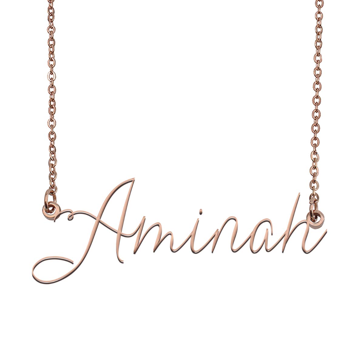Personalized Rose Gold Name Necklace - Custom Name Plate Necklace for Women & Girls - Perfect Gift for Birthday, Anniversary & Valentine's Day