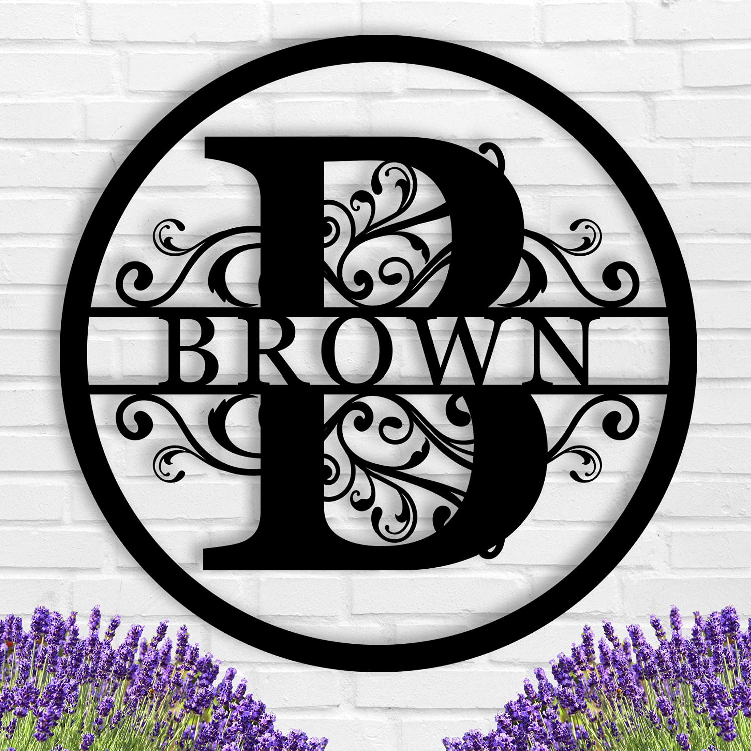 Personalized Metal Family Name Sign - Custom Last Name Wall Decor & Monogram Door Hanger - Split Letter Initial Sign for Home, Living Room, Bedroom & Entryway Decor