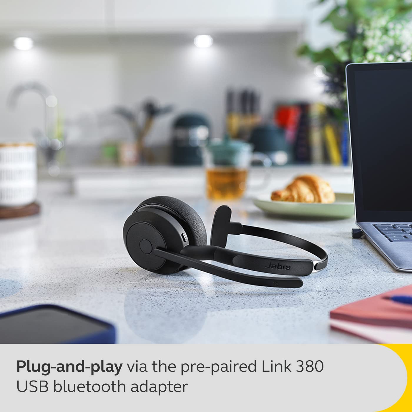 Jabra Evolve2 55 Mono Wireless Headset with Air Comfort Technology - Noise Cancelling Microphone & ANC - UC Compatible (Zoom, Google Meet) - Black - Perfect for Home Office & Remote Work