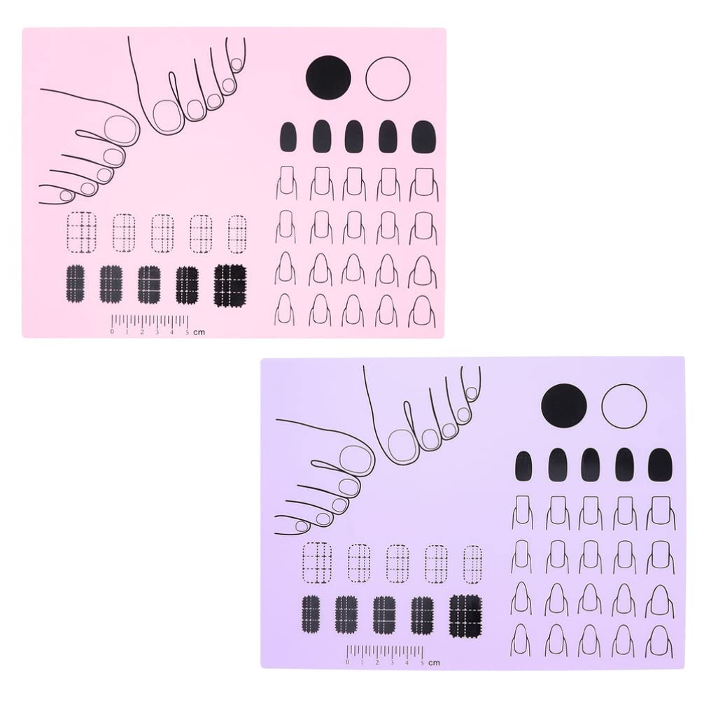 2Pcs Silicone Nail Stamping Plates - Nail Art Practice Mat for Manicure, Nail Polish Coloring & Design Transfer - DIY Nail Sticker Guide Printing Palette - Perfect for Home Salon & Professional Nail Artists