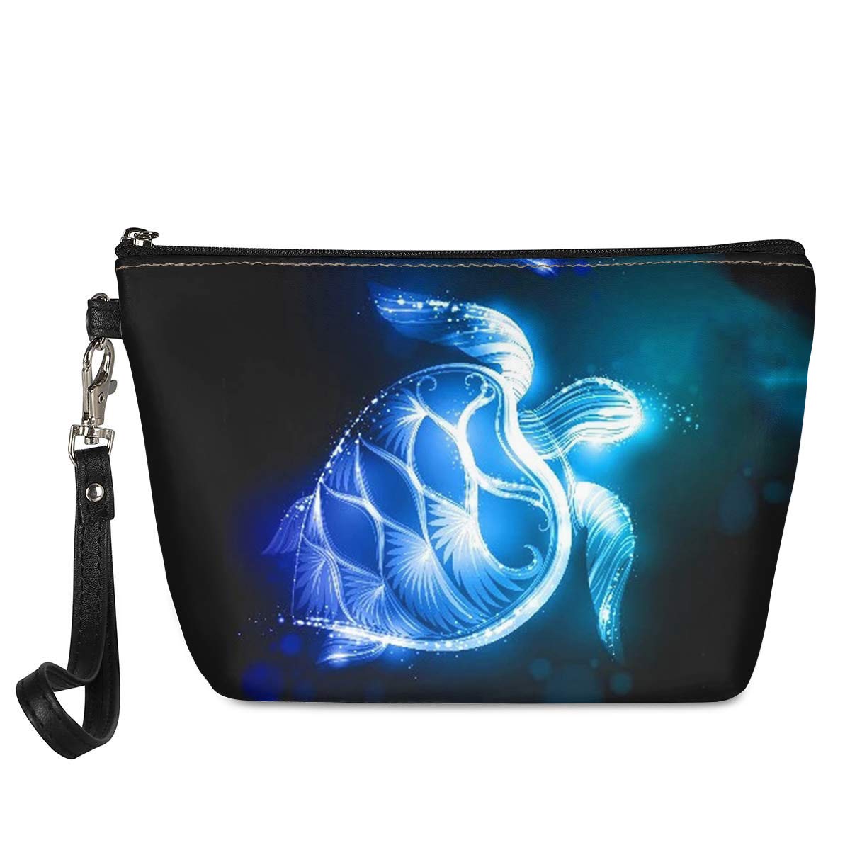 POLERO Blue Sea Turtle Cosmetic Bag for Women & Girls - Waterproof Leather Makeup Pouch, Travel Toiletry Organizer - Perfect for Beach Vacations, Bridal Showers & Birthday Gifts