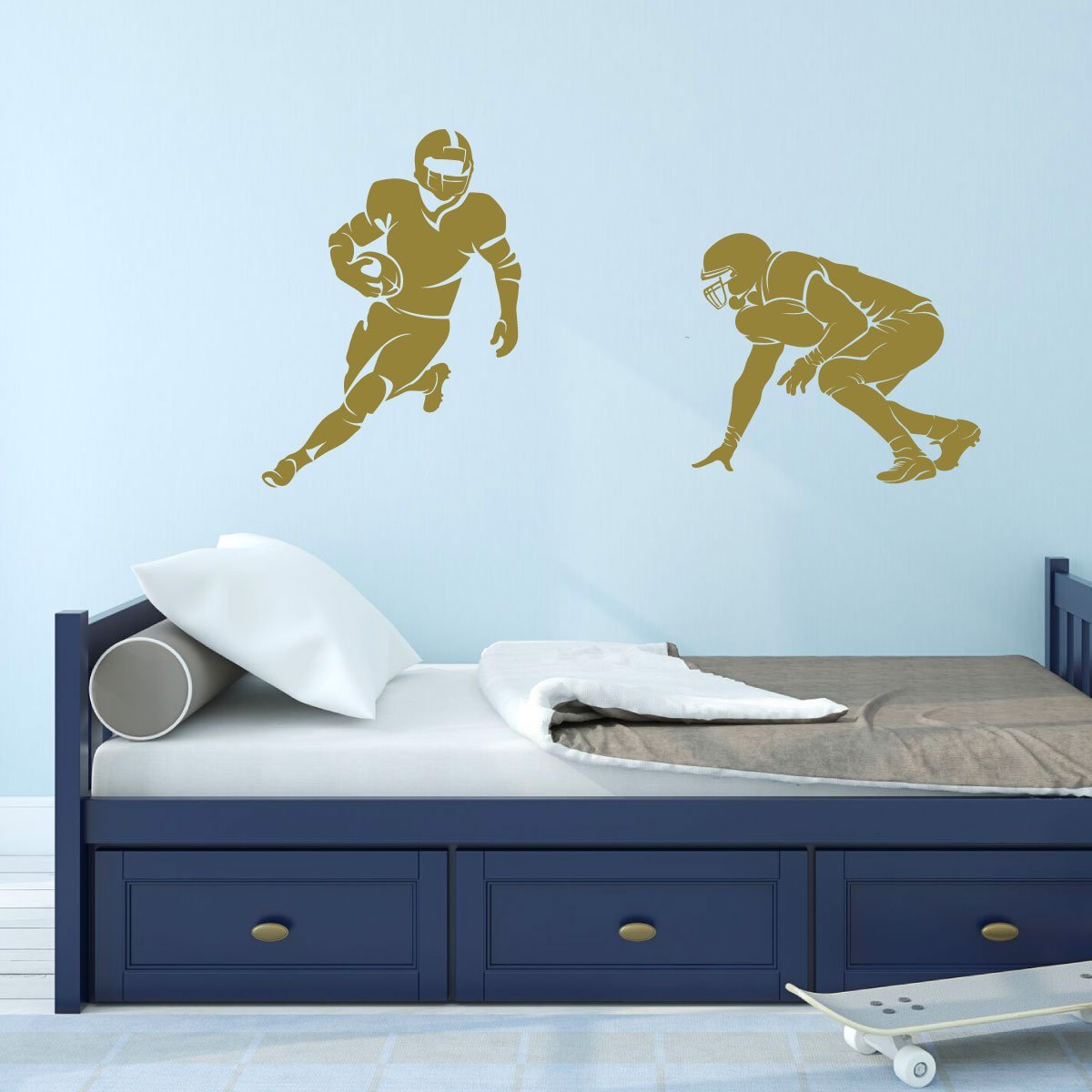 Two Football Players Wall Decal - Premium Vinyl Sticker for Boys Bedroom, Playroom & Game Room Decor | Perfect for Sports Themed Kids Room & Man Cave Decoration