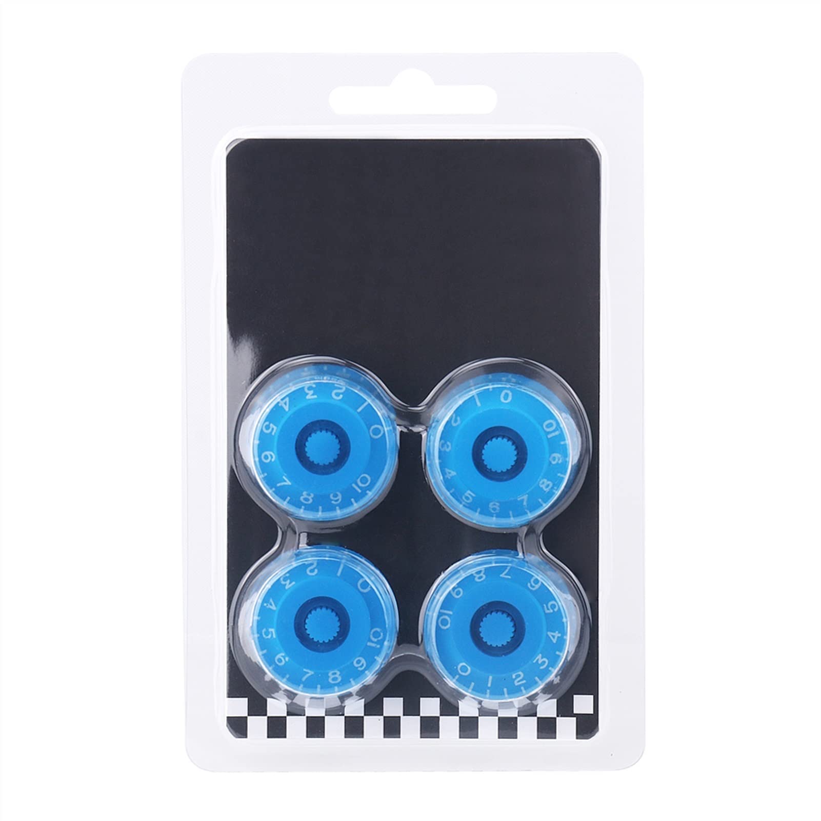 4 Pcs Acrylic Guitar Knobs - Metric Size Volume & Tone Control for Electric Guitar Parts (Blue White Word) - Perfect for DIY Guitar Upgrades & Customization