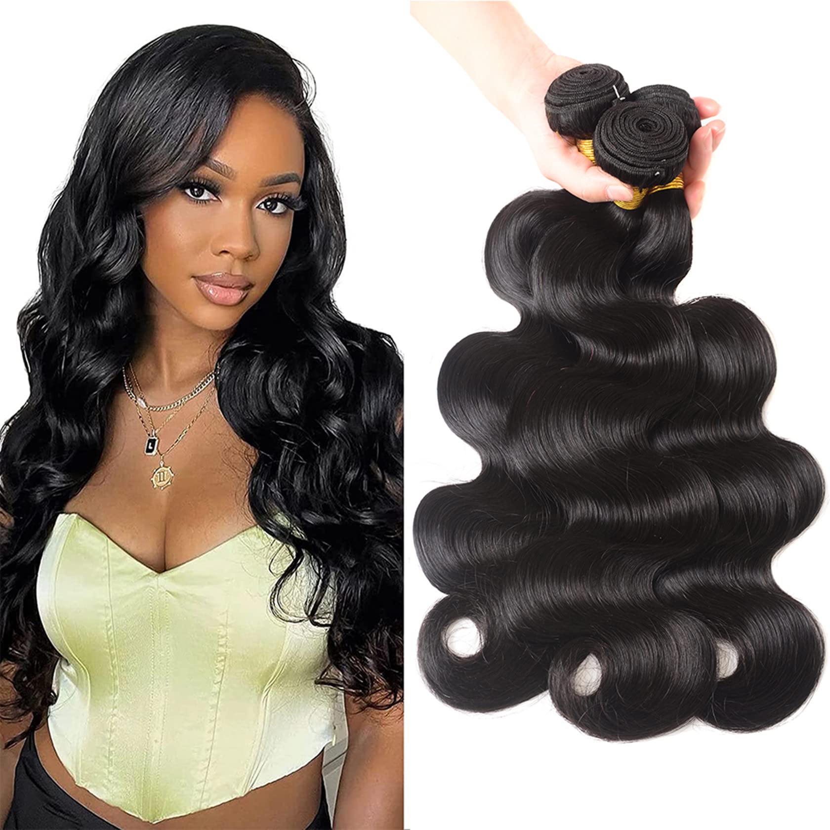 12A Brazilian Body Wave Human Hair 3 Bundles 30 30 30Inch 100% Unprocessed Virgin Hair Weave - Natural Color for Stunning Hairstyles, Perfect for Daily Wear, Parties & Special Occasions