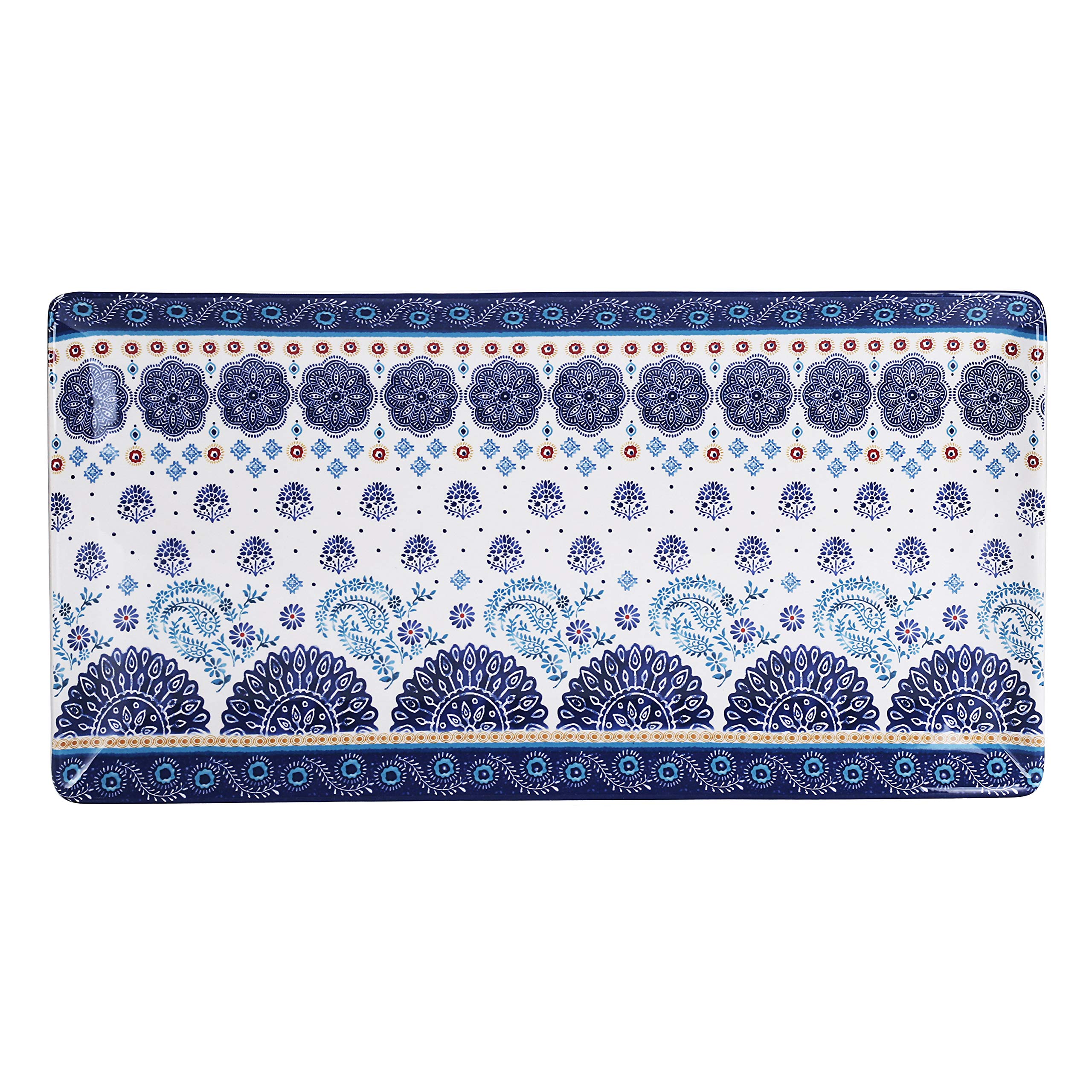 Bico Blue Talavera Ceramic 18-inch Rectangular Serving Platter - Microwave & Dishwasher Safe - Perfect for Entertaining, Holiday Dinners & Party Appetizers