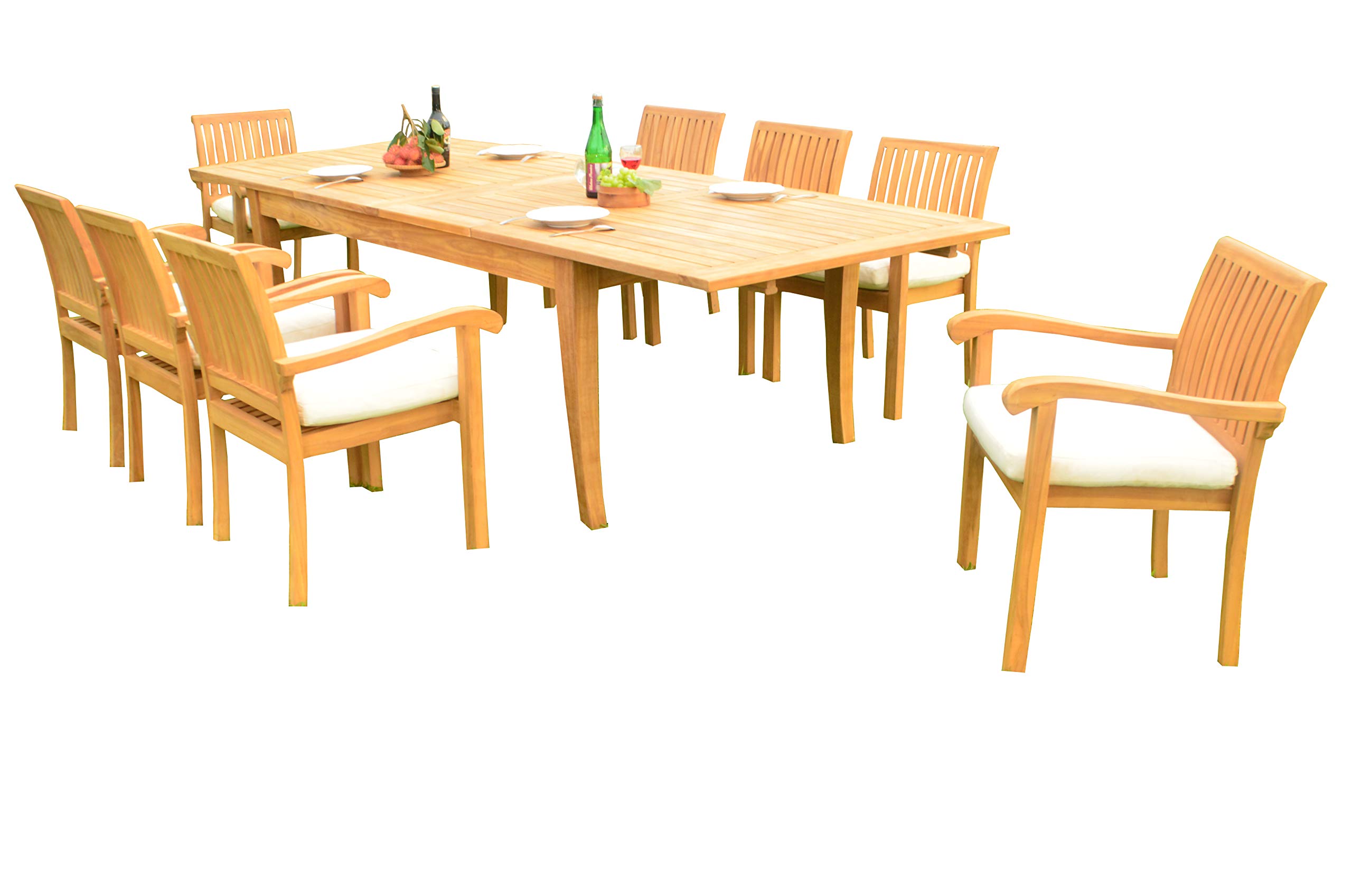 Premium 9-Piece Outdoor Patio Teak Dining Set - 118