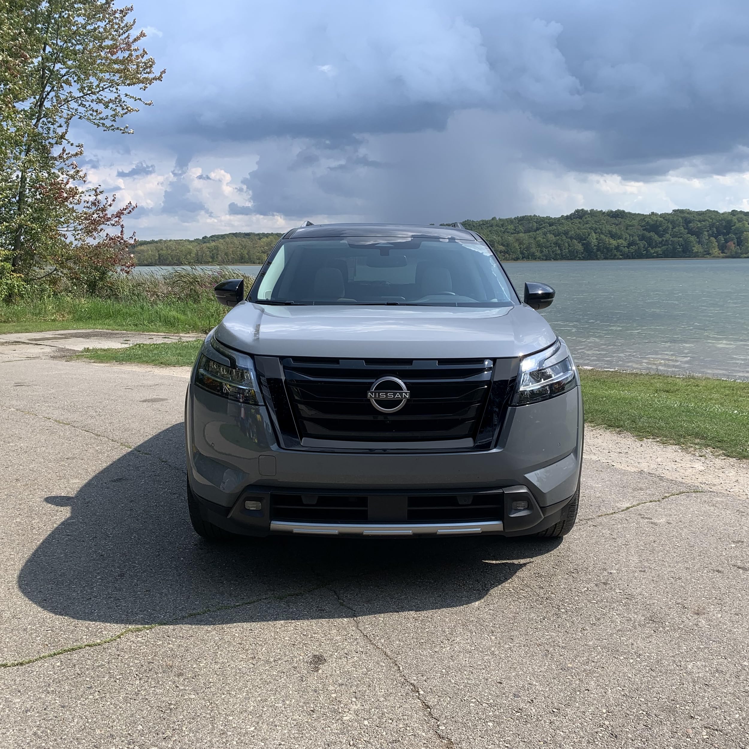Black Chrome Delete Front Grille Overlay for 2022-2023 Nissan Pathfinder - Easy No-Tool Installation with Secure Adhesive Tape | US Patented | Upgrade Your SUV's Style for Daily Driving & Car Shows