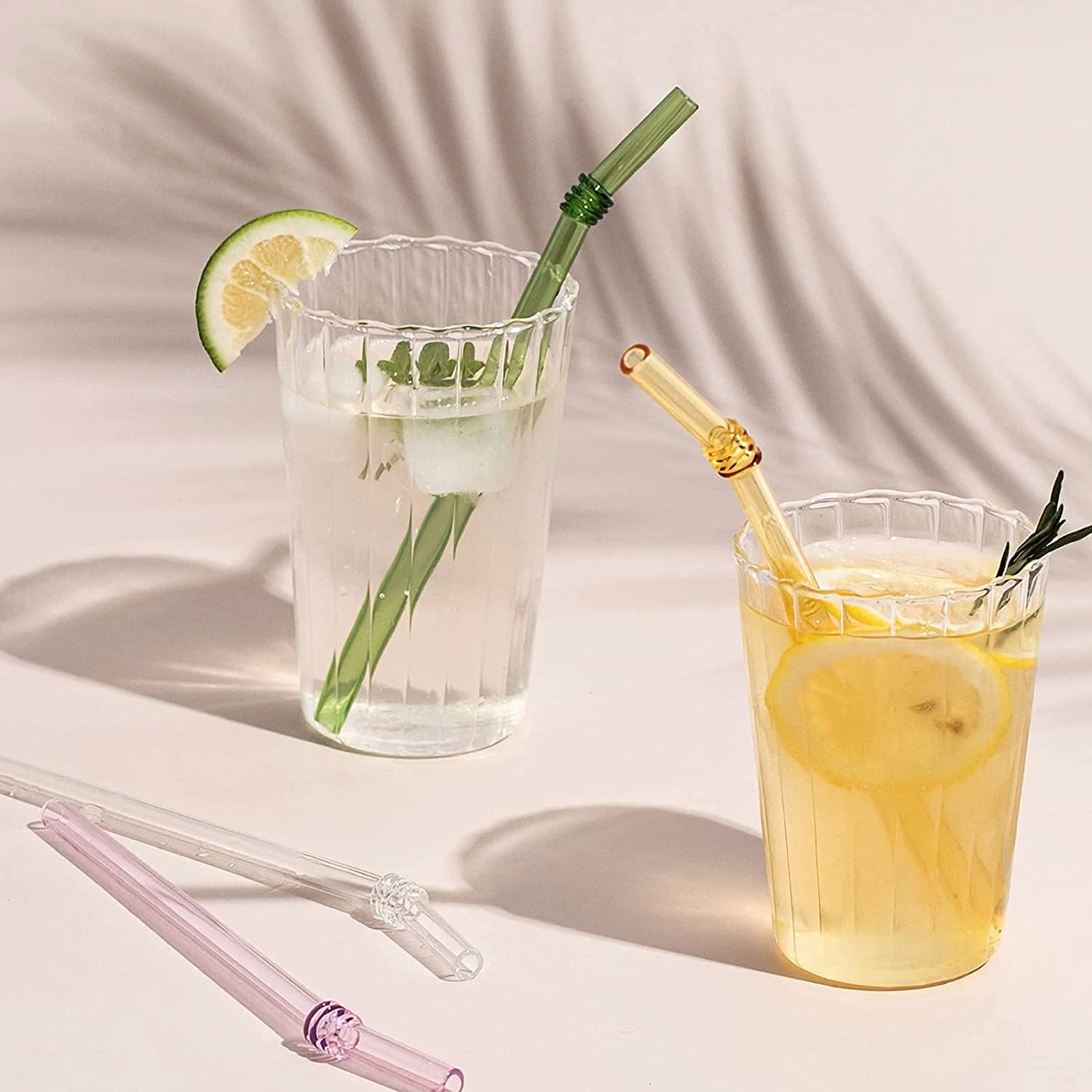 8 Pack Colorful Glass Straws - 8