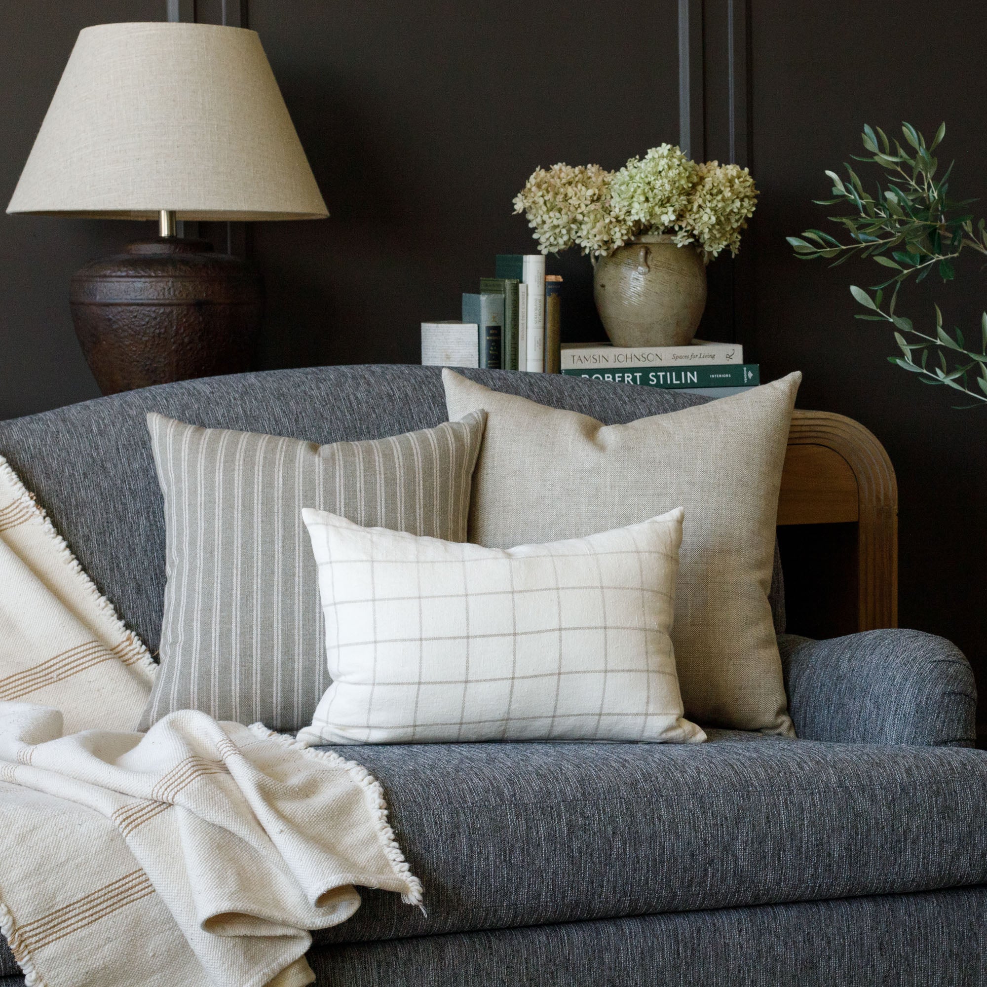 Brussels 22x22 Inch Decorative Throw Pillow Cover in Oatmeal - Perfect for Sofa, Bed, Couch & Home Decor