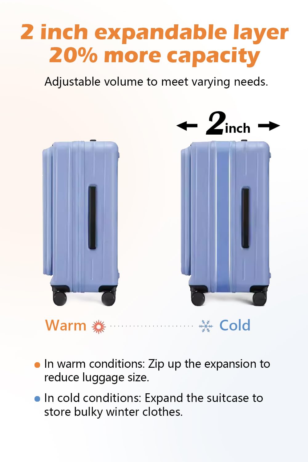 HotWay 26 Inch Expandable Hardside Luggage - TSA Approved Spinner Suitcase with Cup Holder & Top Opening Design, Lightweight Checked Bag for Air Travel (Blue) - Perfect for Business Trips, Family Vacations & International Adventures