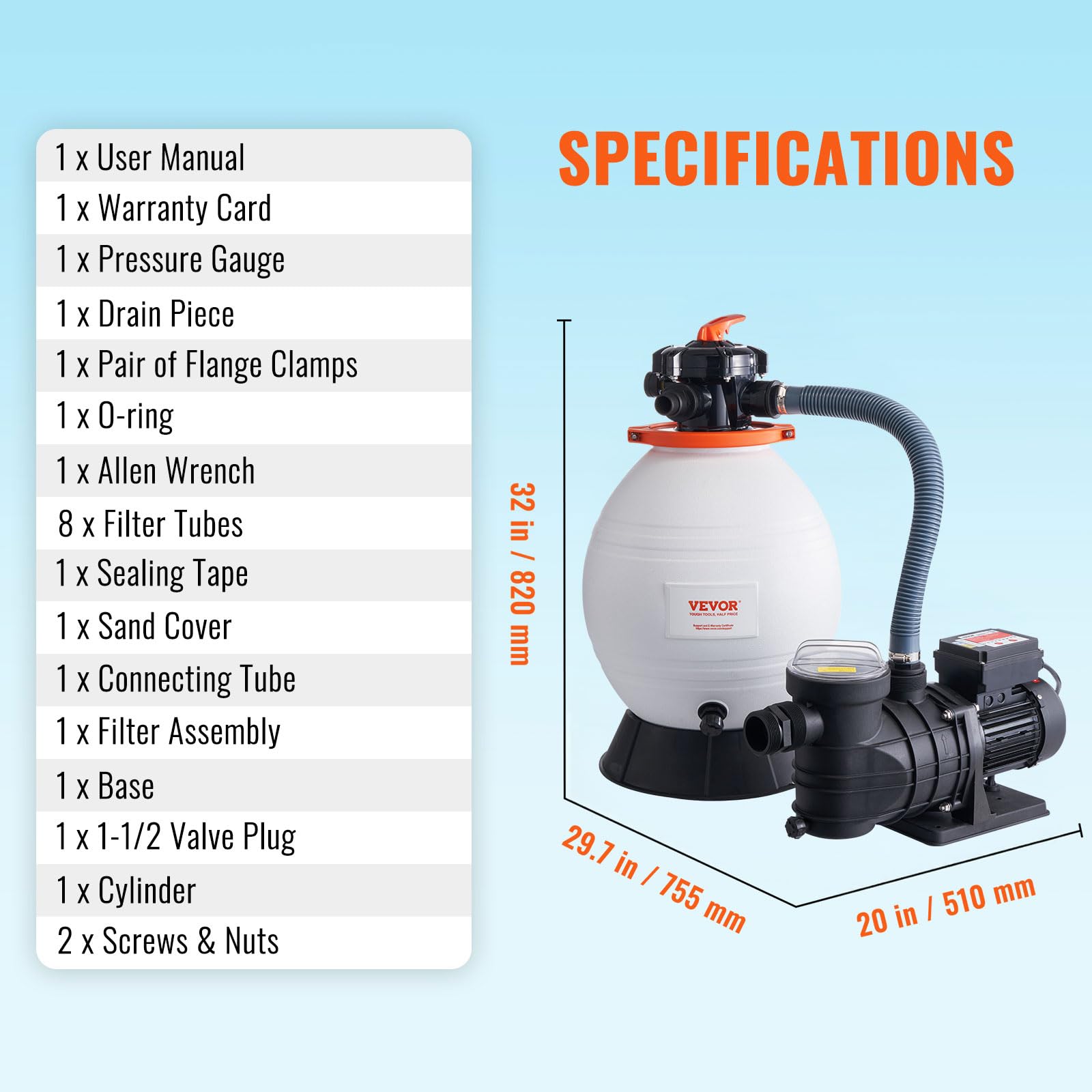 VEVOR 16-inch Sand Filter Pump System for Above Ground Pools - 3500 GPH, 1 HP with Digital Timer & 6-Way Valve | Easy Install Pool Pump & Filter Combo | Perfect for Backyard Swimming Pools, Inflatable Pools & Water Filtration Systems