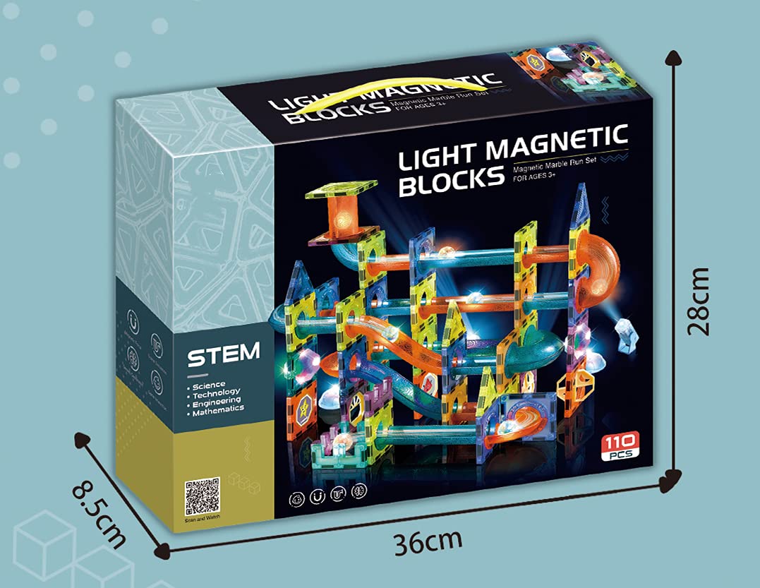 Magnetic Tiles Building Blocks for Kids - 110pcs STEM Learning Toys with Marble Run for Boys & Girls Ages 3-10 | Educational STEAM Construction Set | Perfect Christmas & Birthday Gift for Toddlers | Great for Classroom, Playroom & Home Learning Activities