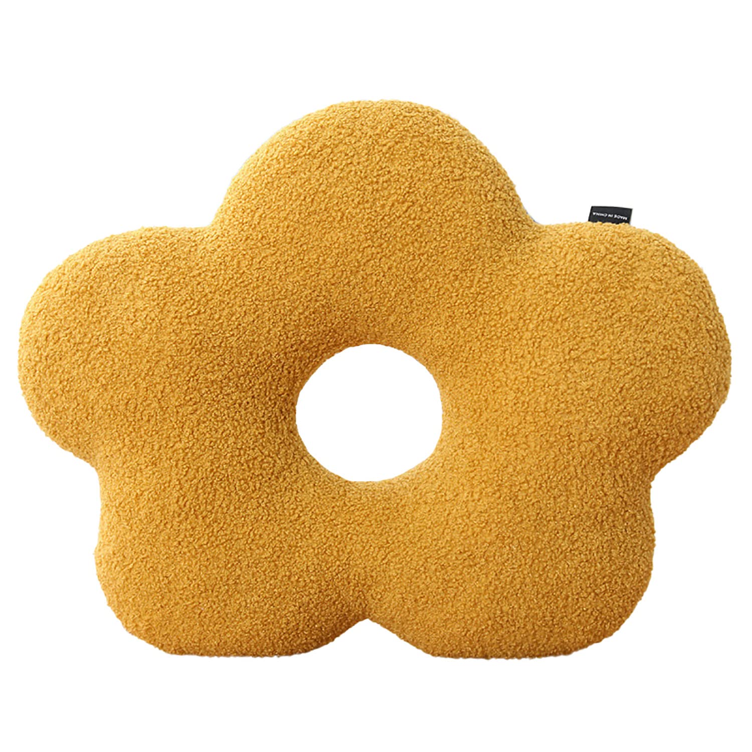 Nordic Style Floral Throw Pillows - 17.7 Inch Round & Flower Shaped Sofa Cushions, Soft Plush Decorative Pillow (Turmeric Yellow) for Living Room, Bedroom, or Office Decor
