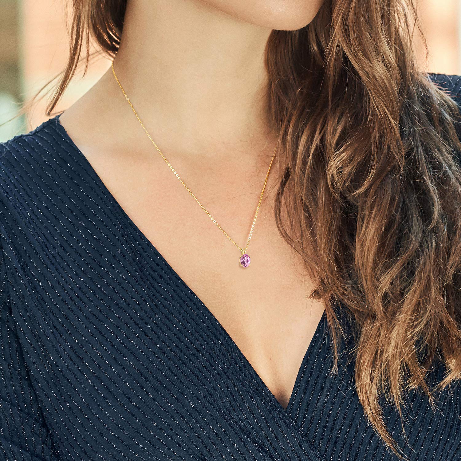 14K Yellow Gold 10X8MM Oval Birthstone Pendant Necklace for Women - Gemstone Jewelry with 18 Inch Chain | Perfect Gift for Mom, Wife, Her | Elegant Fine Jewelry for Birthday, Anniversary & Special Occasions