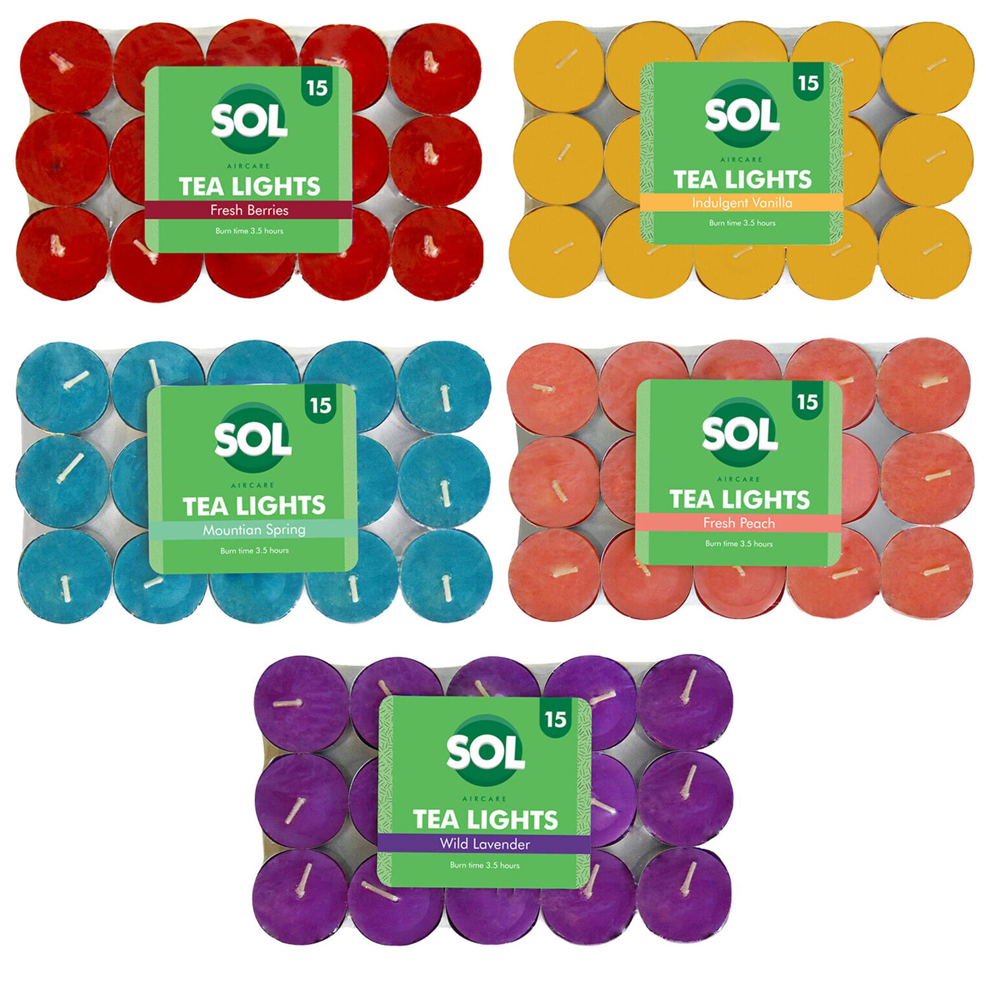 60-Pack Mixed Scented Tea Light Candles - Fresh Berries, Lavender, Peach, Vanilla & Mountain Spring Aromas | Long-Lasting Decorative Candles for Home, Romantic Evenings, Weddings & Spa Relaxation (60 Count)