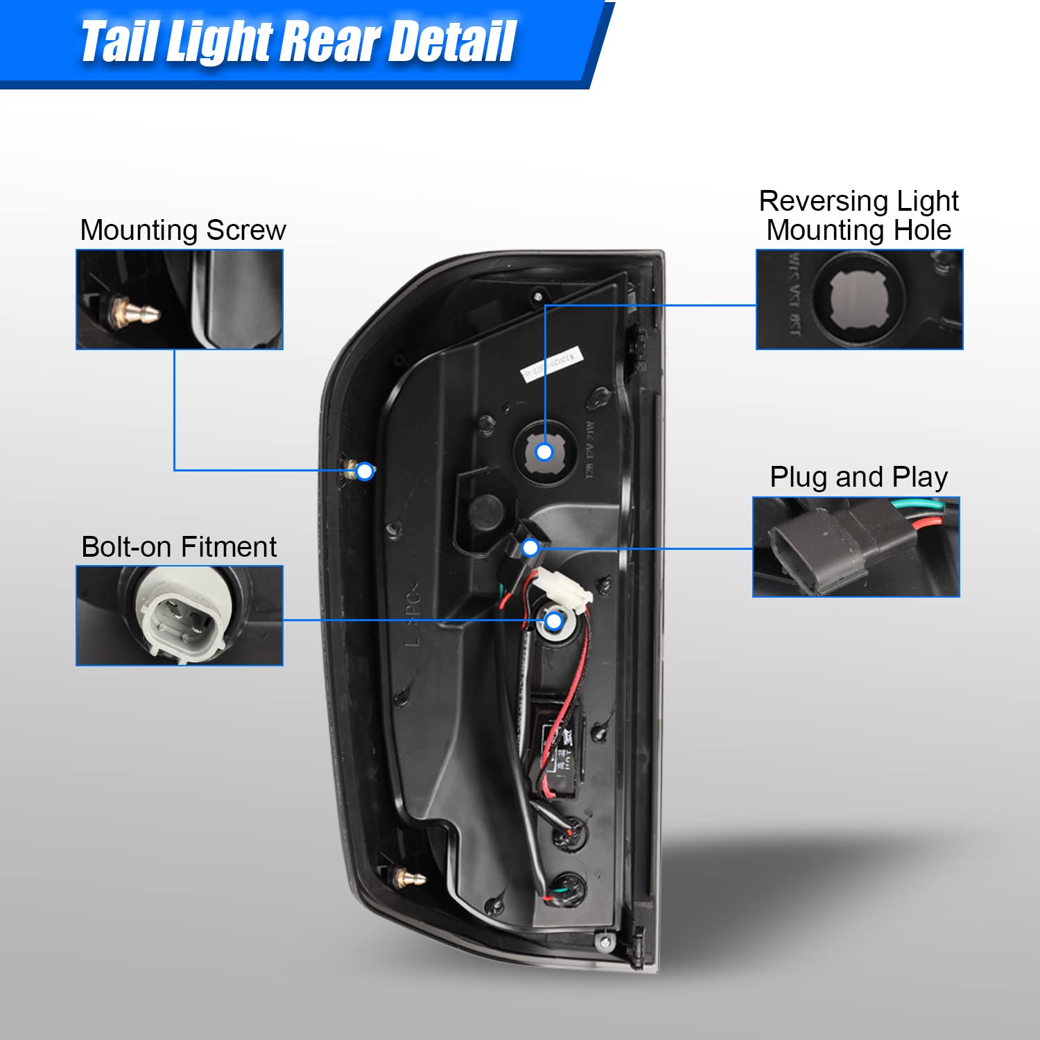 LED Tail Light Assembly for 2014-2020 Toyota Tundra - Sequential Turn Signal, DRL & Brake Lights - Matte Black/Clear Lens - Replacement Rear Lights for Improved Visibility & Style (Perfect for Night Driving & Custom Truck Upgrades)