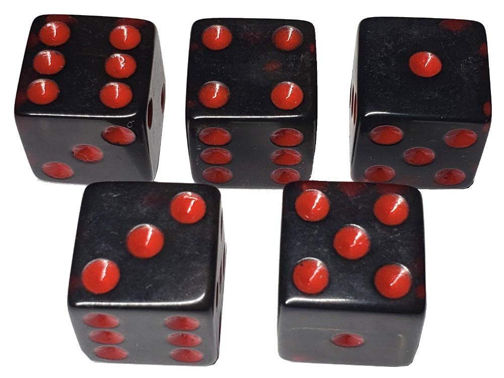 Premium Black PU Leather Dice Cup Set with Red Felt Lining - Includes 5 Transparent 16mm Dice in Smoke/Red Colors & Gift Box - Perfect for D&D, Board Games, Poker Nights and Casino-Themed Parties
