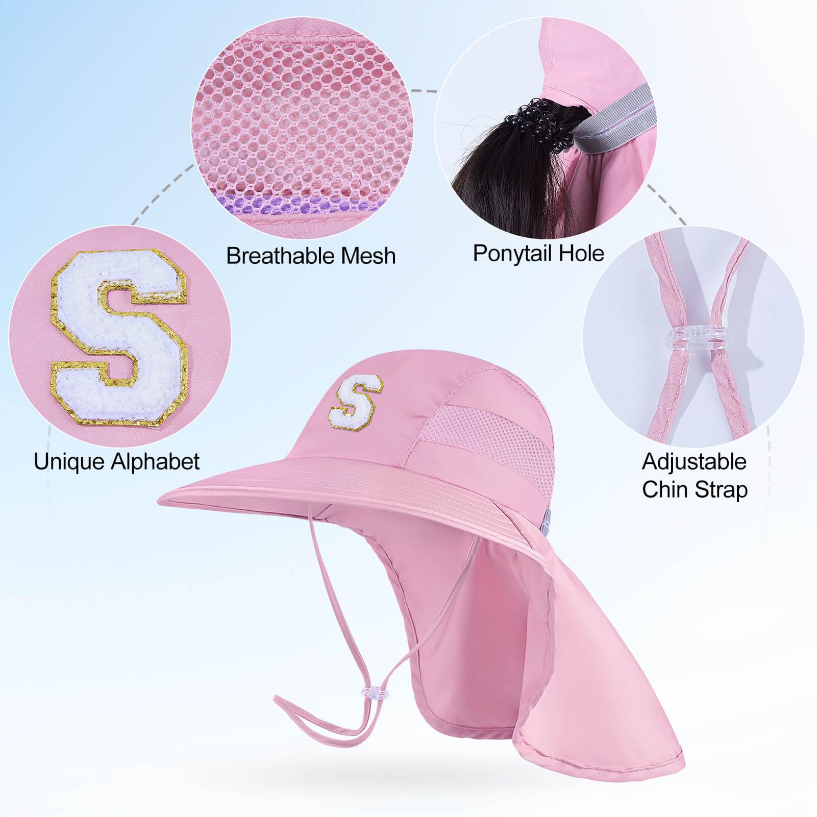 UV Protection Kids Sun Hat for Girls & Toddlers - Adjustable Beach Bucket Hat with Neck Flap for Summer, Travel & Fishing | Perfect for Outdoor Activities, Beach Trips and Pool Days