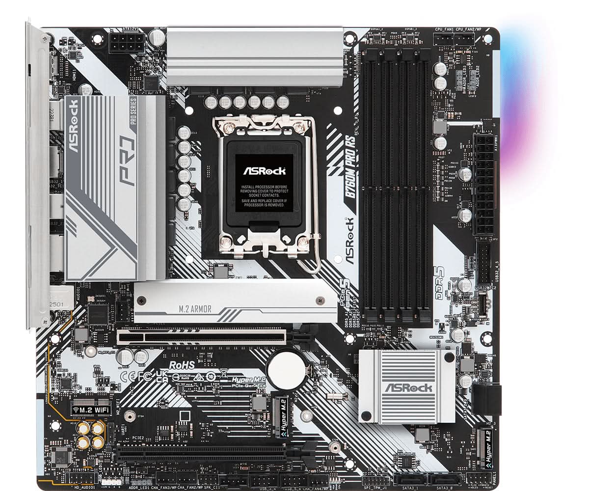 ASRock B760M Pro RS Intel B760 LGA 1700 Micro ATX Motherboard - Perfect for Gaming PC Builds & Home Office Workstations