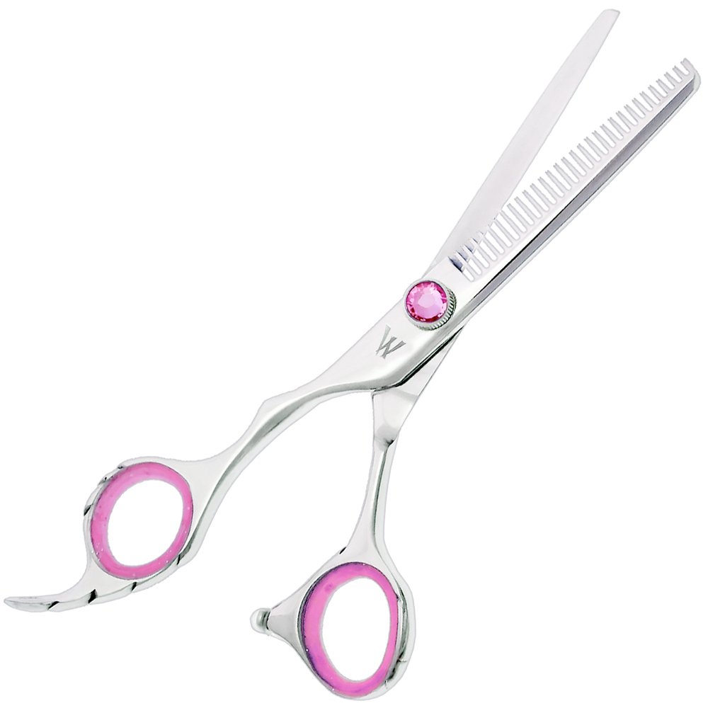 Left-Handed Washi Cotton Candy 30-Tooth Texturizing Thinning Shears - Pink Hair Cutting Scissors for Professional Stylists & DIY Haircuts at Home