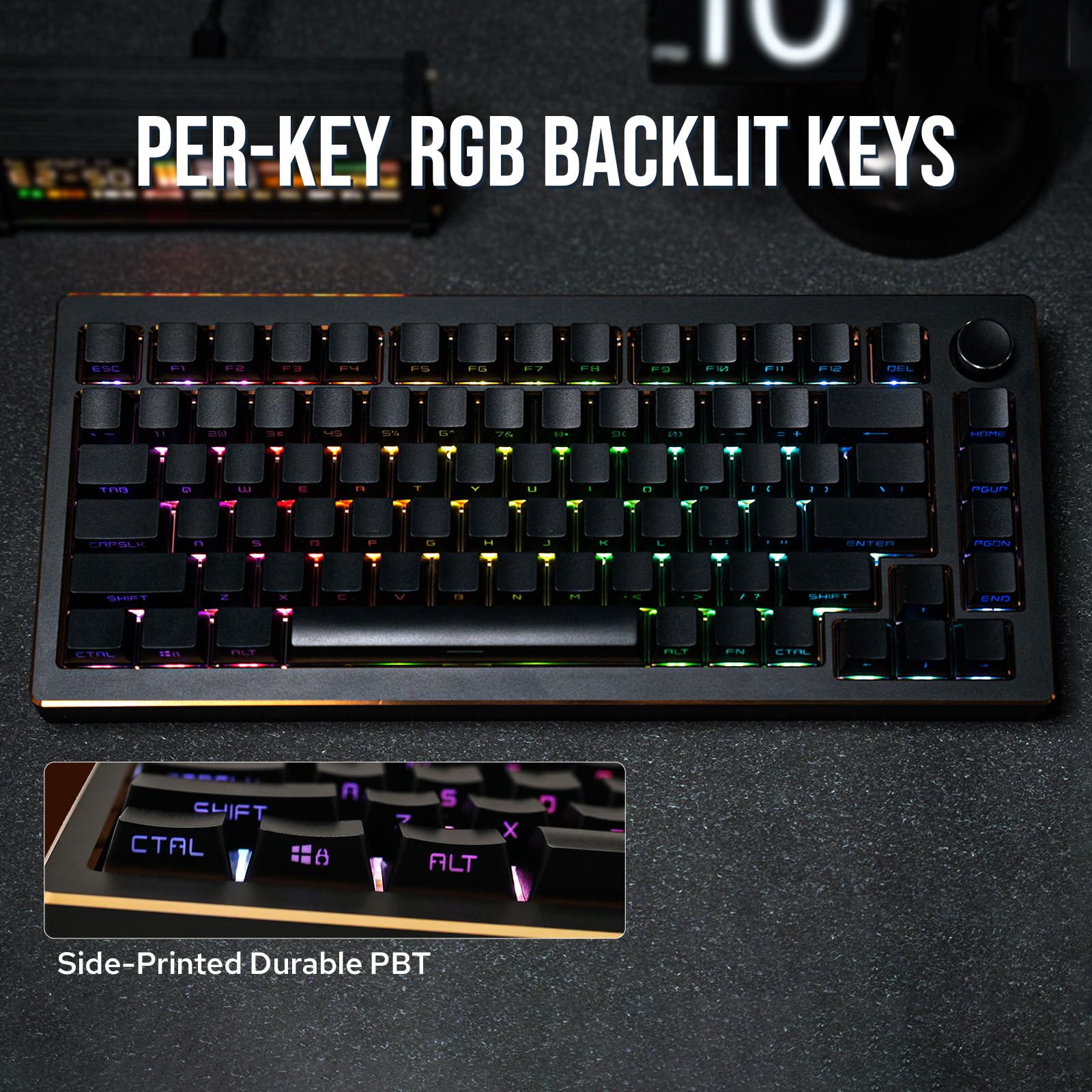 EPOMAKER Tide75 QMK/VIA Programmable Wireless Mechanical Keyboard - 75% Compact Aluminum Body, Bluetooth/2.4Ghz/USB-C Connectivity, FR4 Plate - Creamy Linear Lemon Switches for Windows/Mac (Black) - Perfect for Gaming, Coding & Office Work