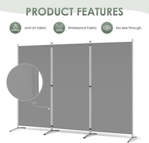 3 Panel Office Room Divider Screen - 8.64 FT x 6 FT Freestanding Partition for Privacy, Workspace Separation & Home Decor | SKU: S11217