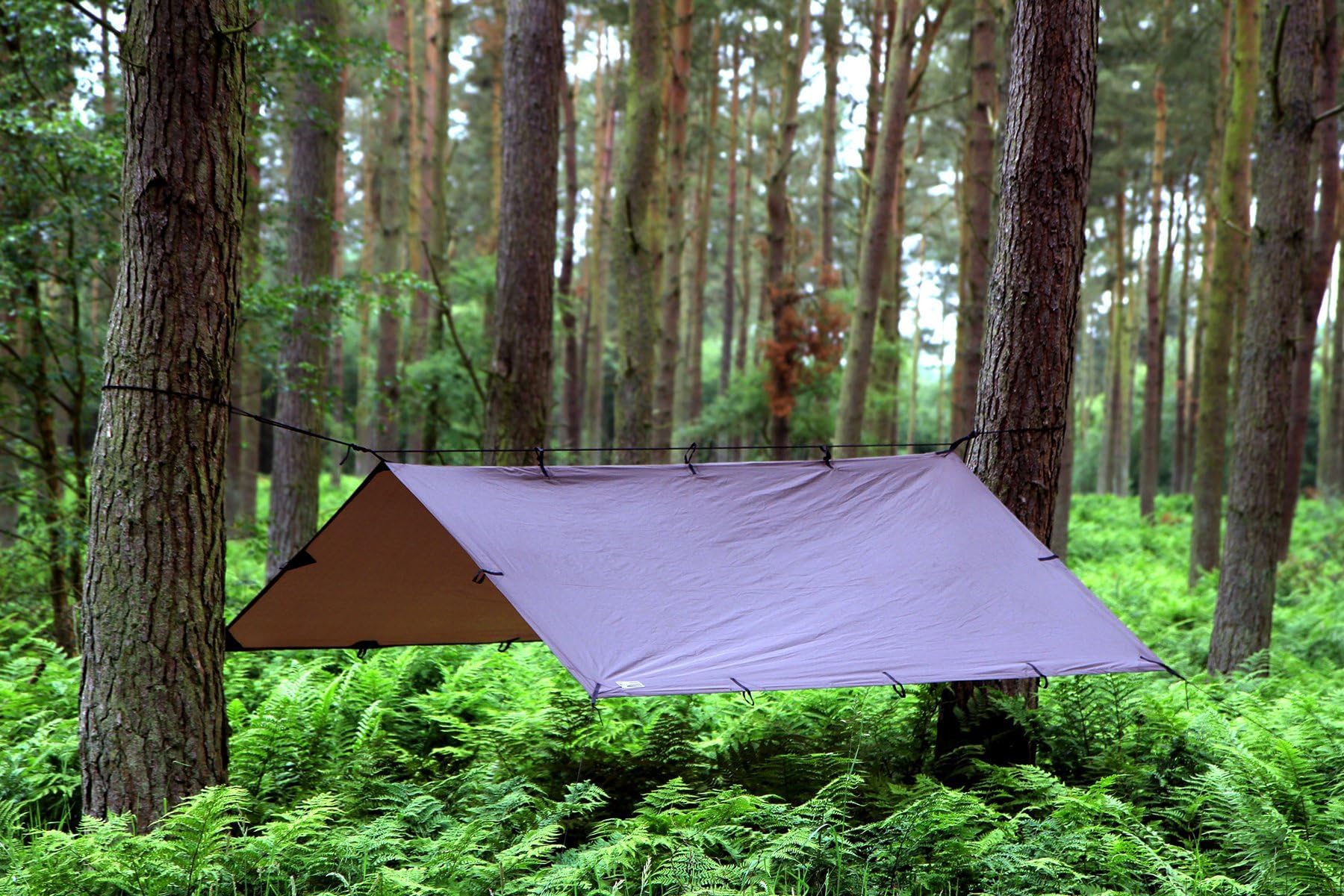 DD HAMMOCKS DD Tarp 3x3 - 10ft x 10ft Waterproof Camping Tarp in Coyote Brown - Lightweight Multifunctional Rainfly Shelter for Backpacking, Hiking, Beach & Outdoor Adventures