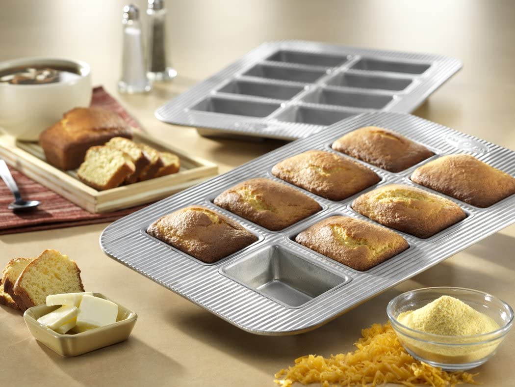 USA Pan 8-Well Mini Loaf Pan - Nonstick Bakeware for Perfect Mini Breads & Desserts - Ideal for Home Baking, Holiday Treats & Gift Giving