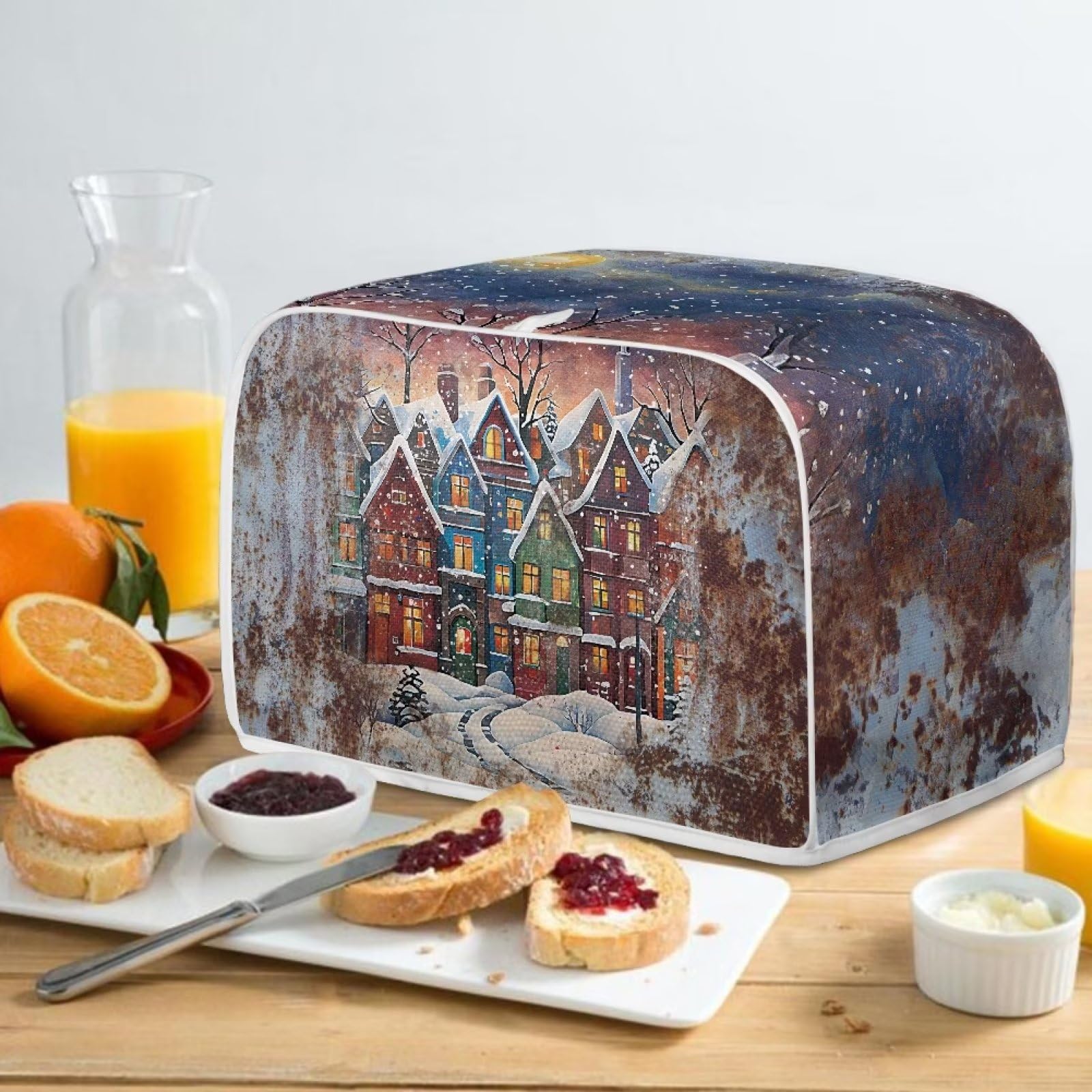 Snowhouse Print 2-Slice Wide Slot Toaster Cover - Durable Kitchen Appliance Protector with Zipper & Fingerprint Protection - Perfect Gift for Women - Ideal for Home, Office, or Dorm Use
