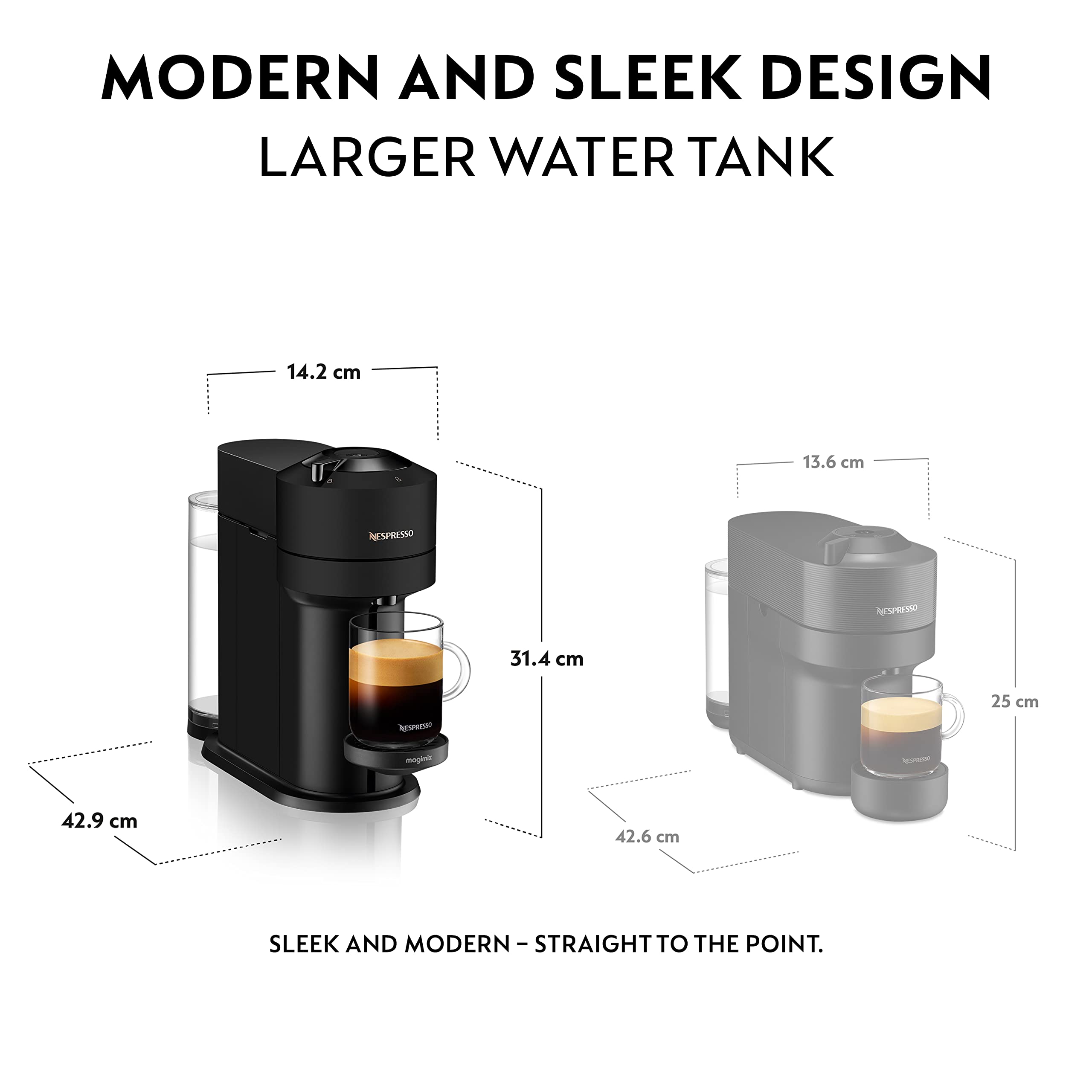Nespresso Vertuo Next Automatic Coffee Machine with Milk Frother - Espresso, Cappuccino & Latte Maker by Magimix in Matte Black [Amazon Exclusive] - Perfect for Home, Office & Gifts