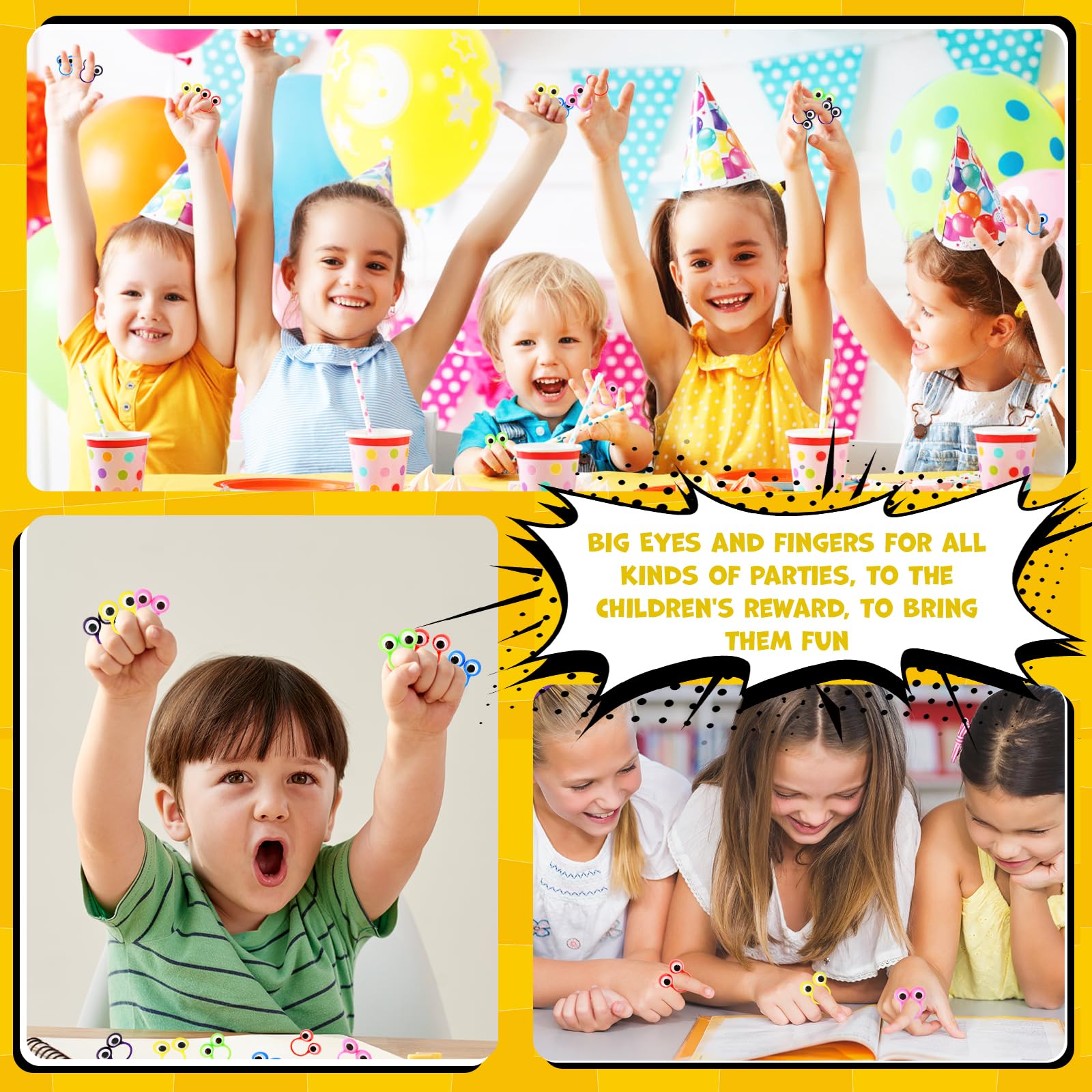 120 PCS Mini Eye Finger Puppets Set - Fun Party Favors, Classroom Rewards & Small Toys for Kids - Perfect for Birthday Parties, School Activities & Pretend Play