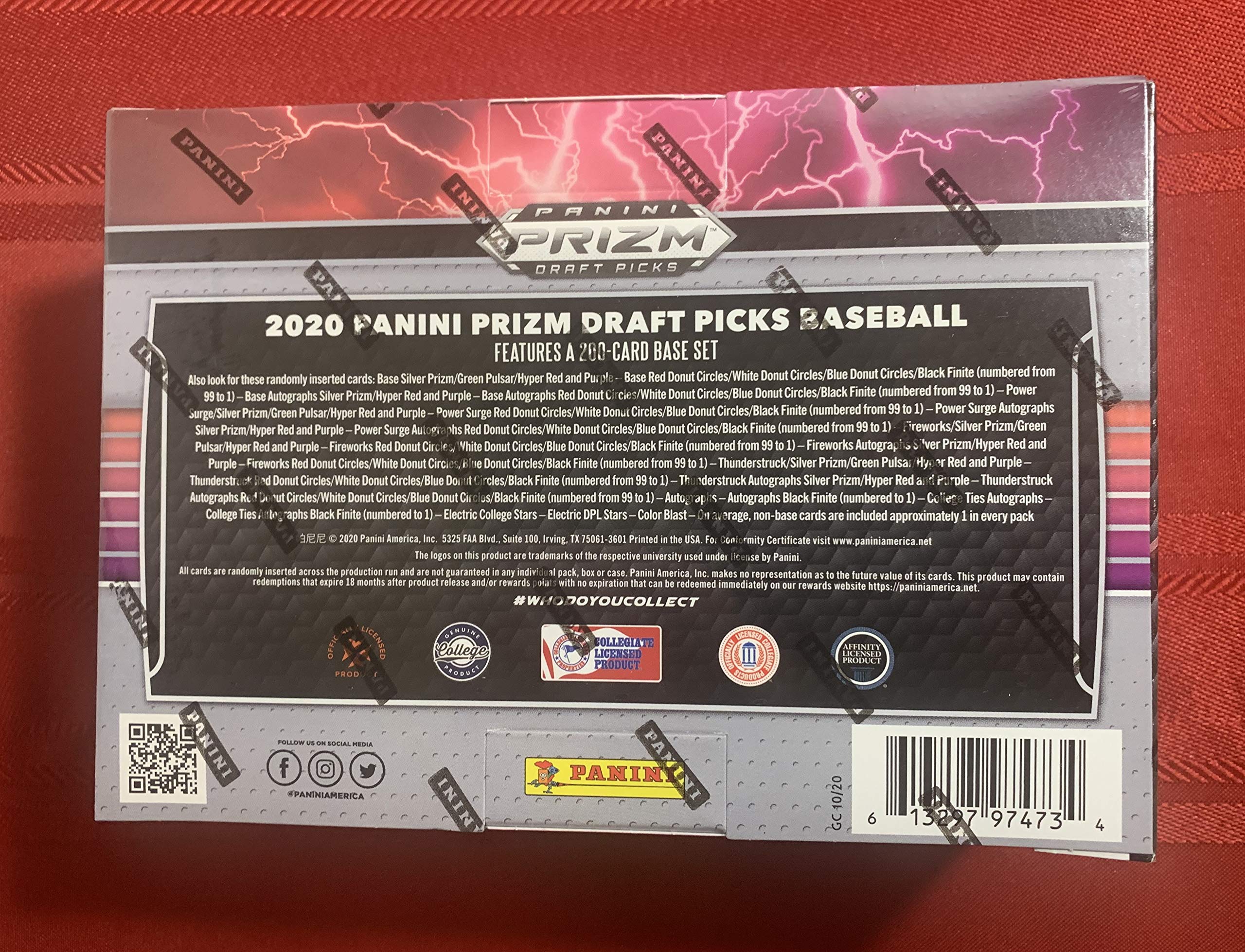 2020 Panini Prizm Draft Picks Mega Box - Factory Sealed Baseball Trading Cards Collection for Collectors & Investors | Perfect for Sports Memorabilia Displays & Trading Card Games