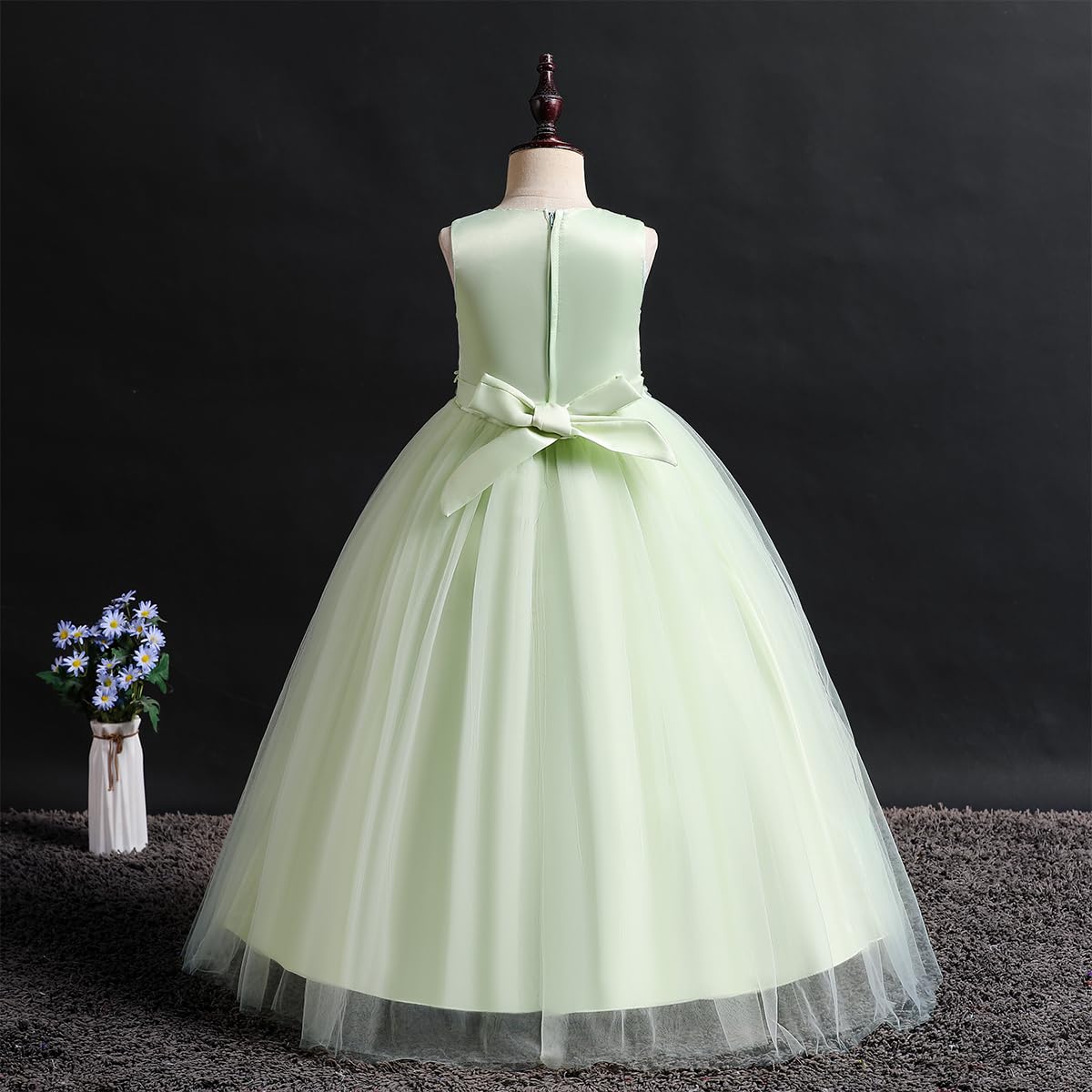 Little Big Girl Flower Tulle Dress Princess Pageant Gown for Birthday Party Wedding Formal Dance Evening Floor Length Maxi Dress – Perfect for Pageants Photos Holidays