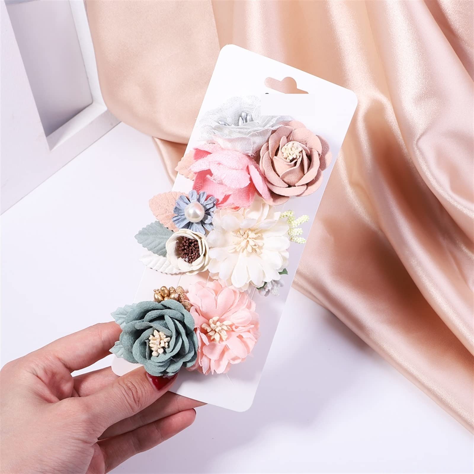 XENITE Artificial Flower Hair Clips - Cute Pink Floral Hairpins, Barrettes for Women & Girls - Perfect for Weddings, Parties & Everyday Hair Accessories