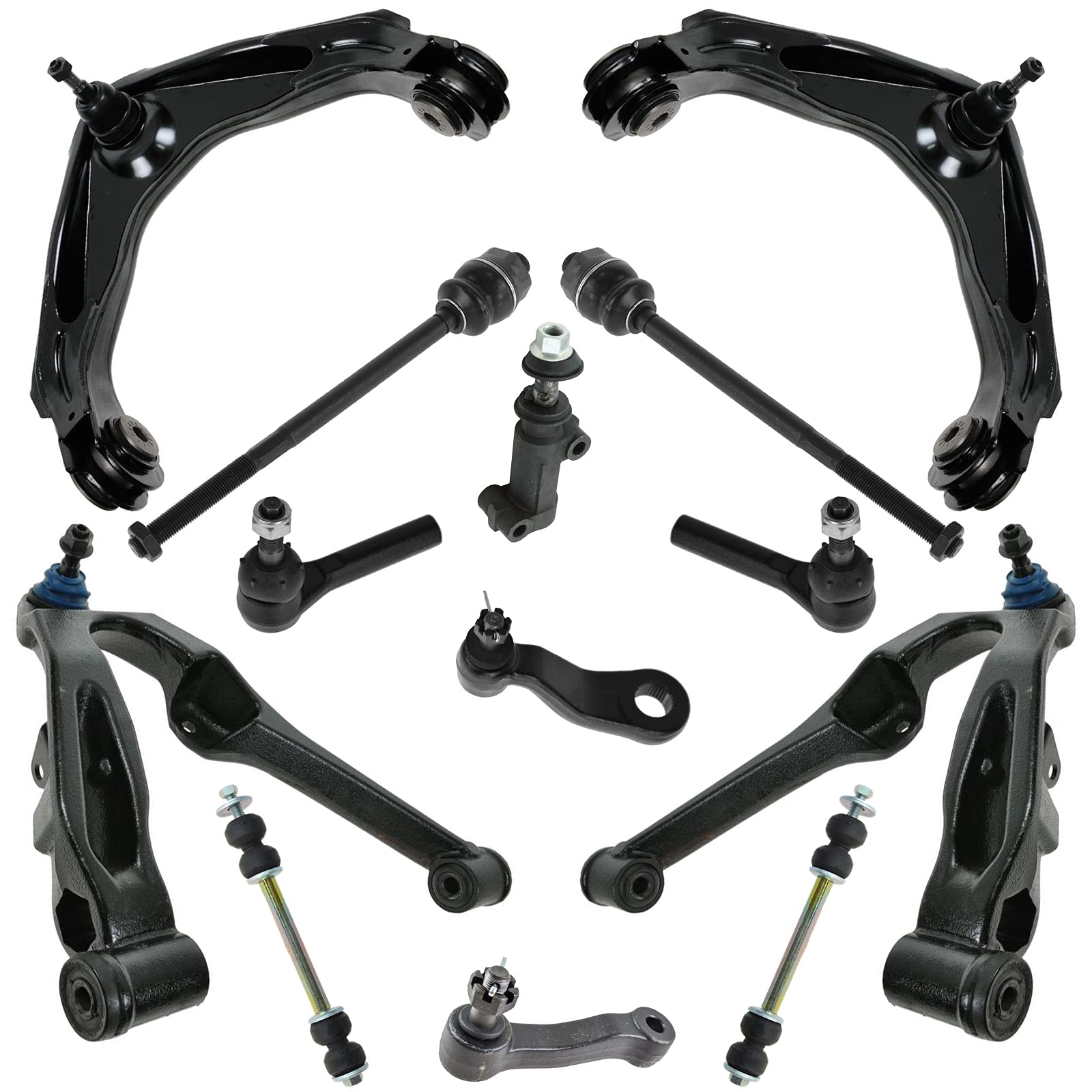 TRQ Front Steering & Suspension Kit - Control Arm, Ball Joint, Idler Arm, Pitman Arm, Sway Bar Link, Tie Rod - Compatible with Chevrolet, GMC, Hummer - Perfect for Off-Roading & Smooth Ride Upgrades